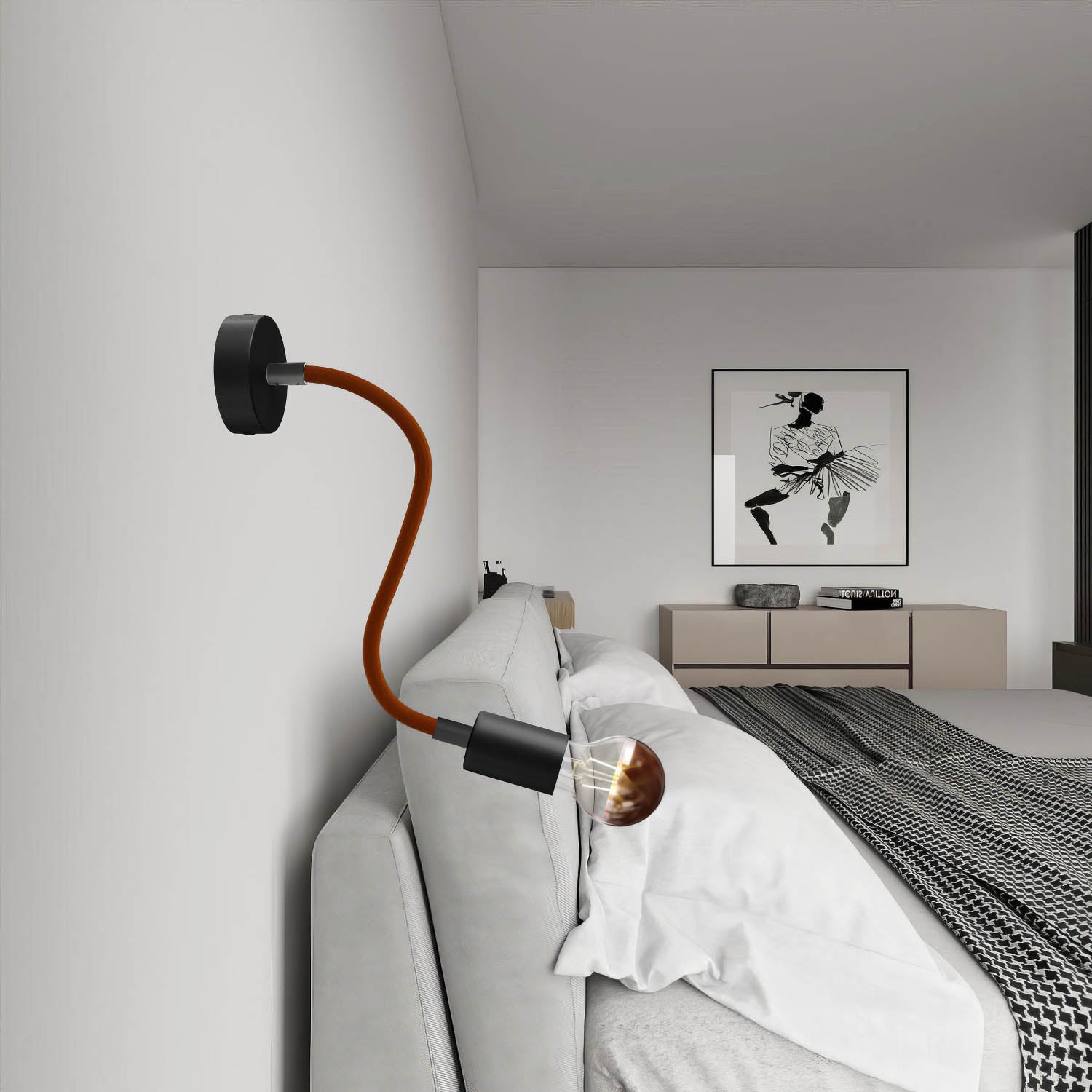 Kit Creative Flex tubo flessibile di estensione rivestito in tessuto RM13 Marrone con terminali metallici Nero 30 cm