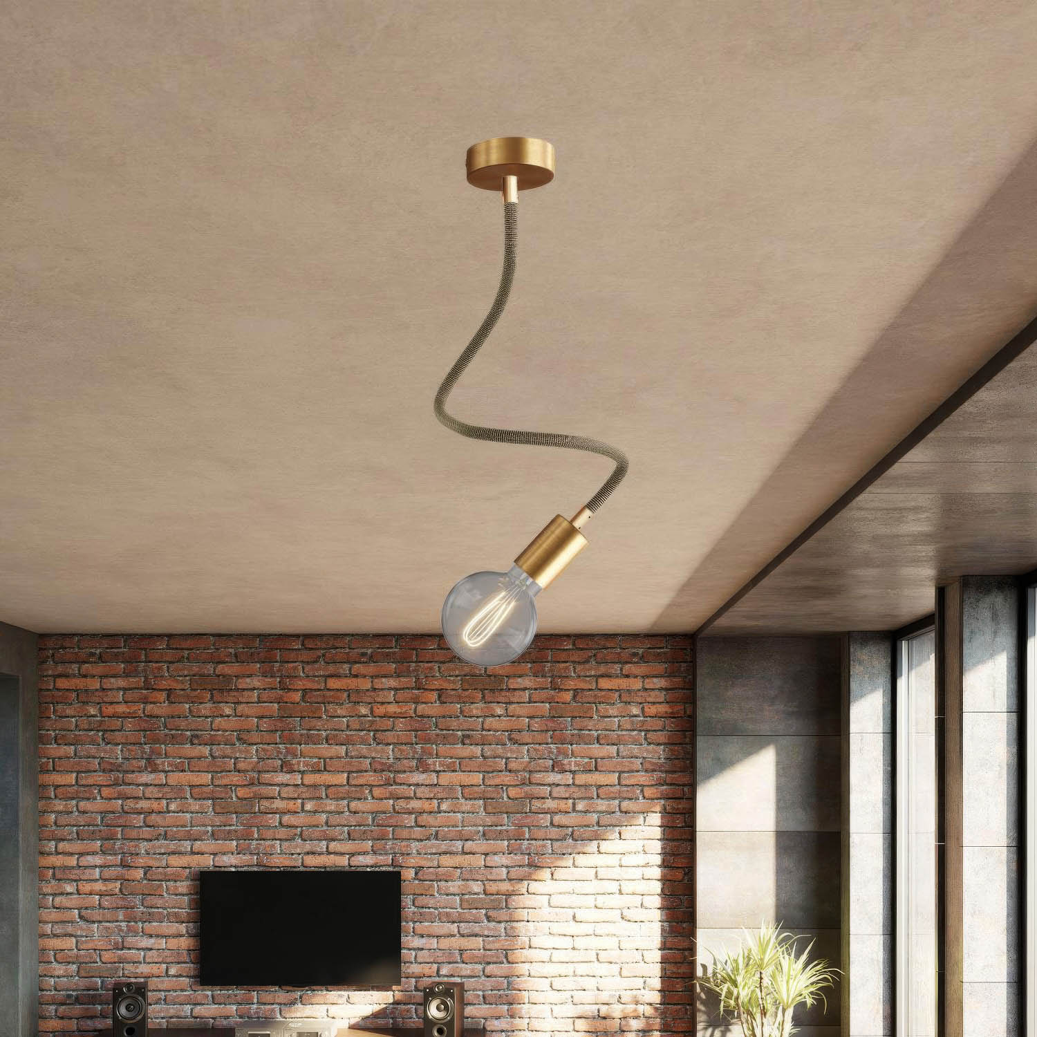 Kit Creative Flex tubo flessibile di estensione rivestito in tessuto RZ24 Nero e Oro con terminali metallici Bronzo satinato 60 cm