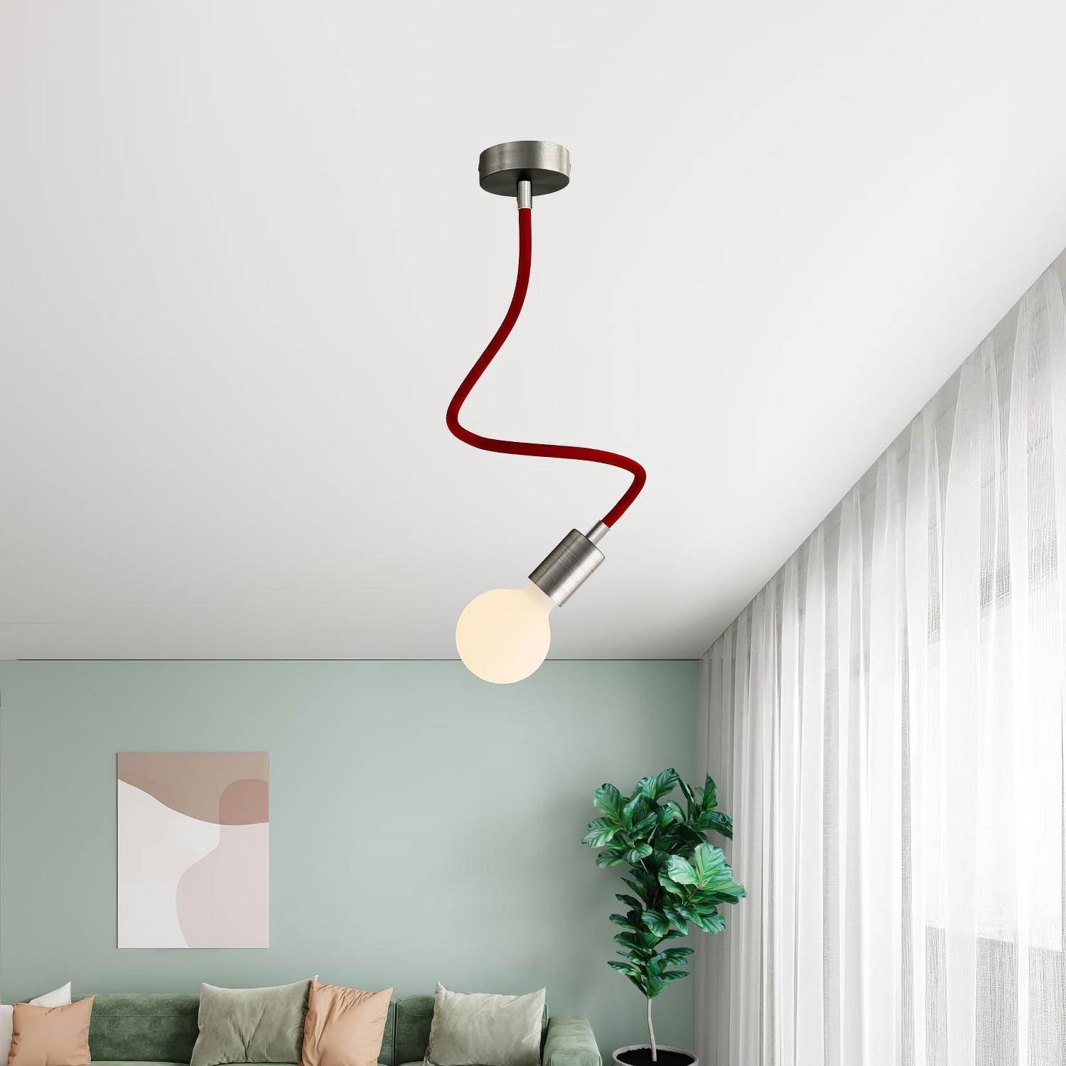 Kit Creative Flex tubo flessibile di estensione rivestito in tessuto RM19 Bordeaux con terminali metallici Titanio satinato 60 cm