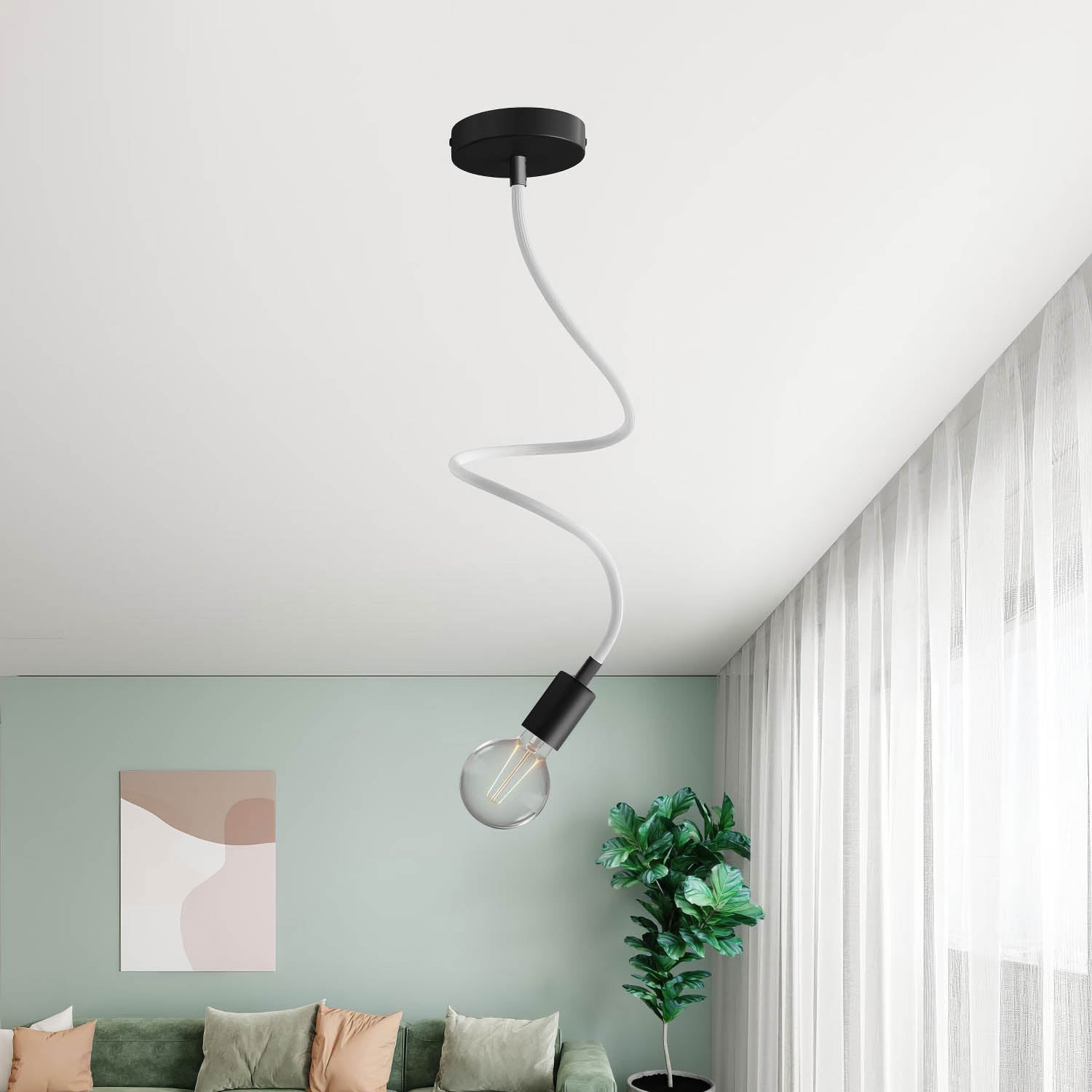 Kit Creative Flex tubo flessibile di estensione rivestito in tessuto RM02 Argento con terminali metallici Nero 90 cm