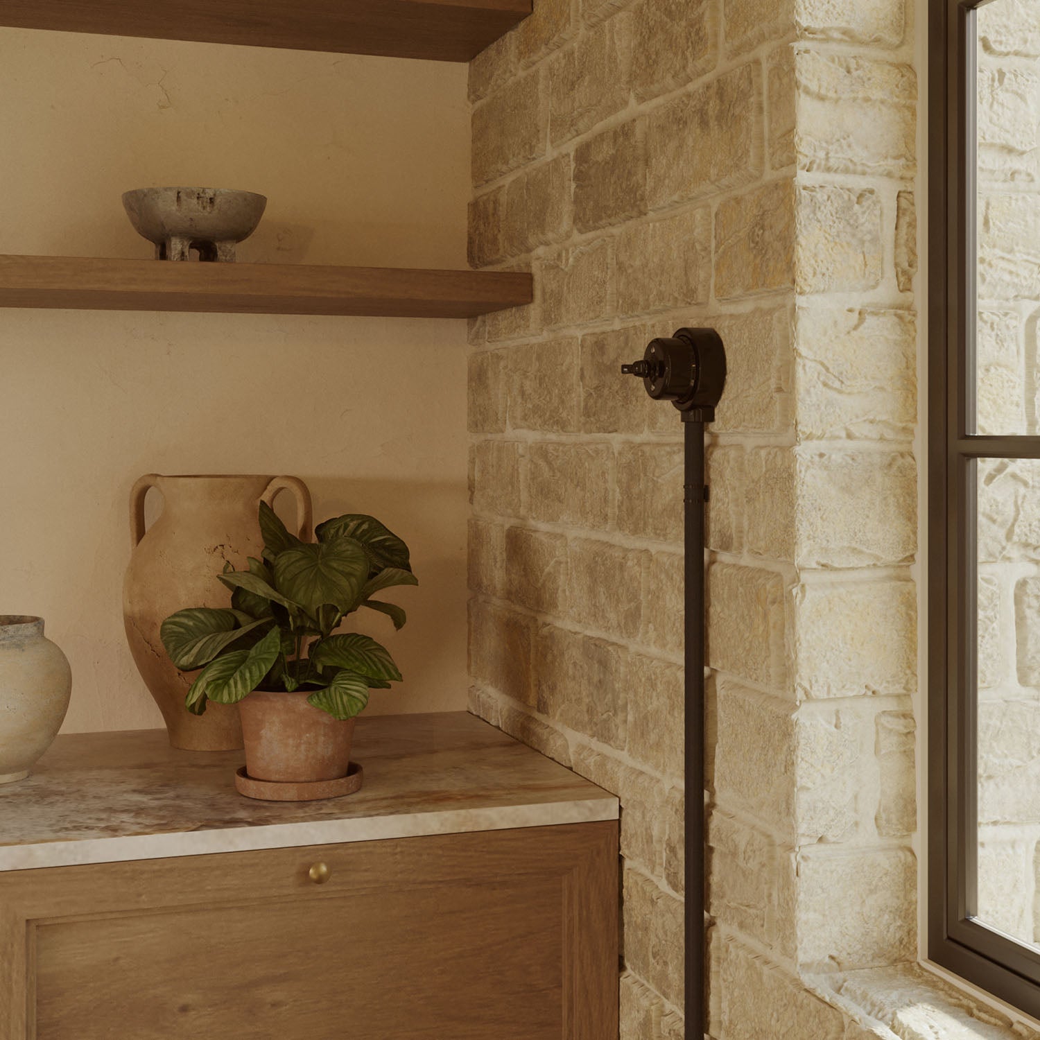 Kit interruttore/deviatore con dado a farfalla e base per Creative-Tubes in porcellana nera Nero 1