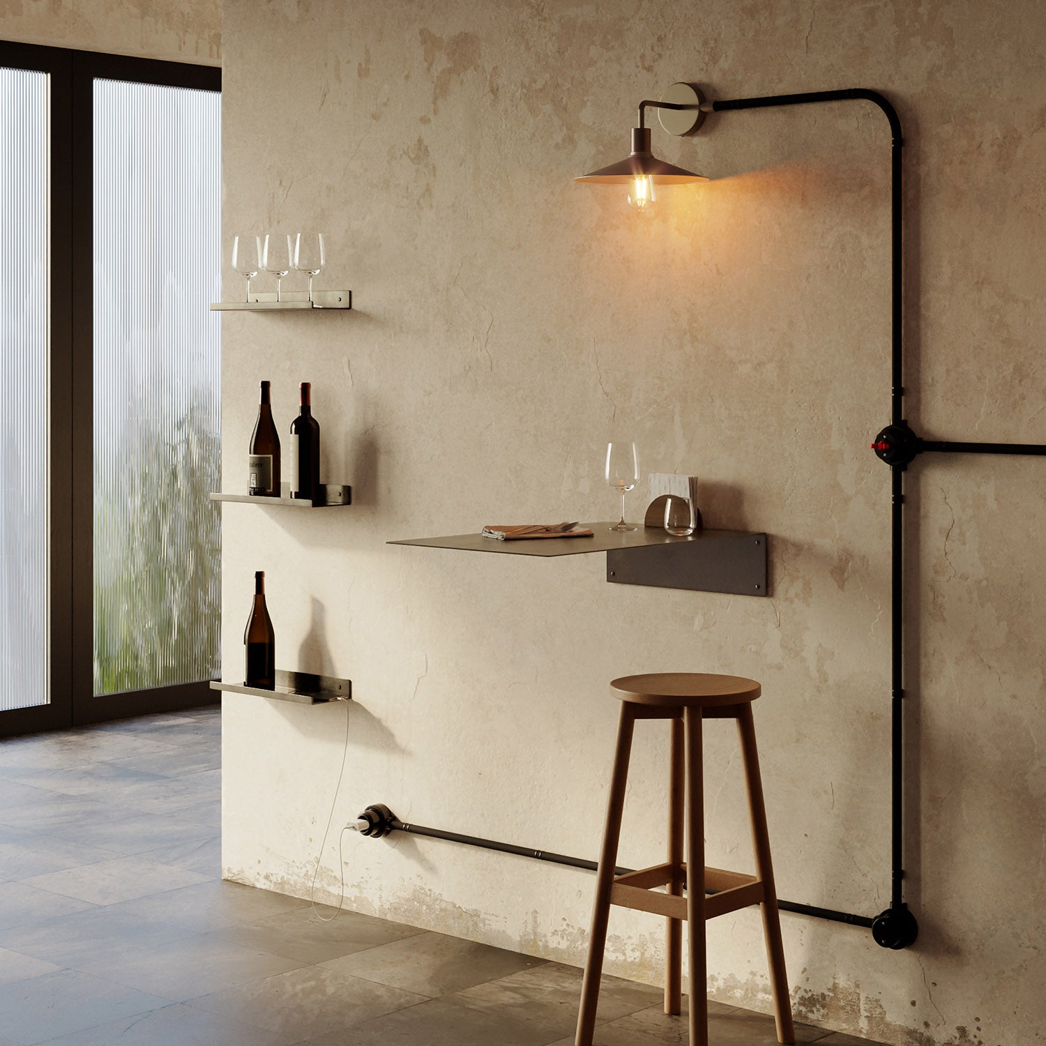 Kit interruttore/deviatore con dado a farfalla e base per Creative-Tubes in porcellana nera Bianco 3