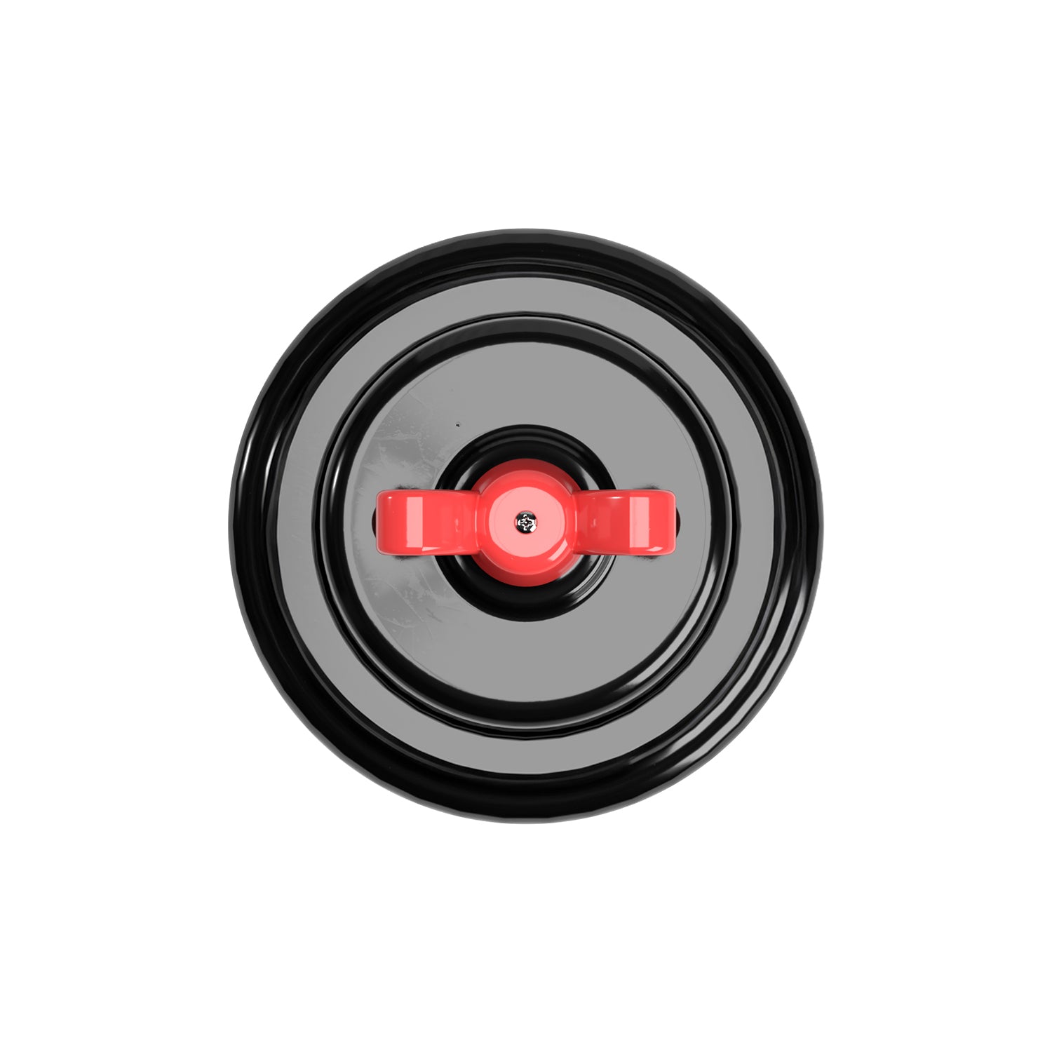 Kit interruttore/deviatore con dado a farfalla e base in porcellana nera Rosso