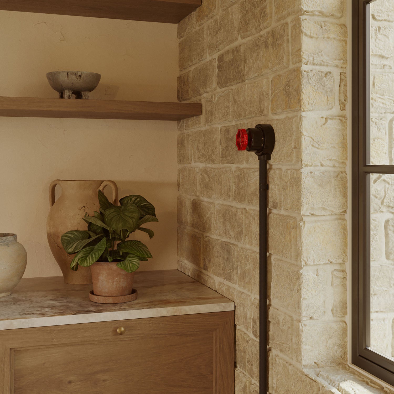 Kit interruttore/deviatore con manopola e base per Creative-Tubes in porcellana nera Rosso 1