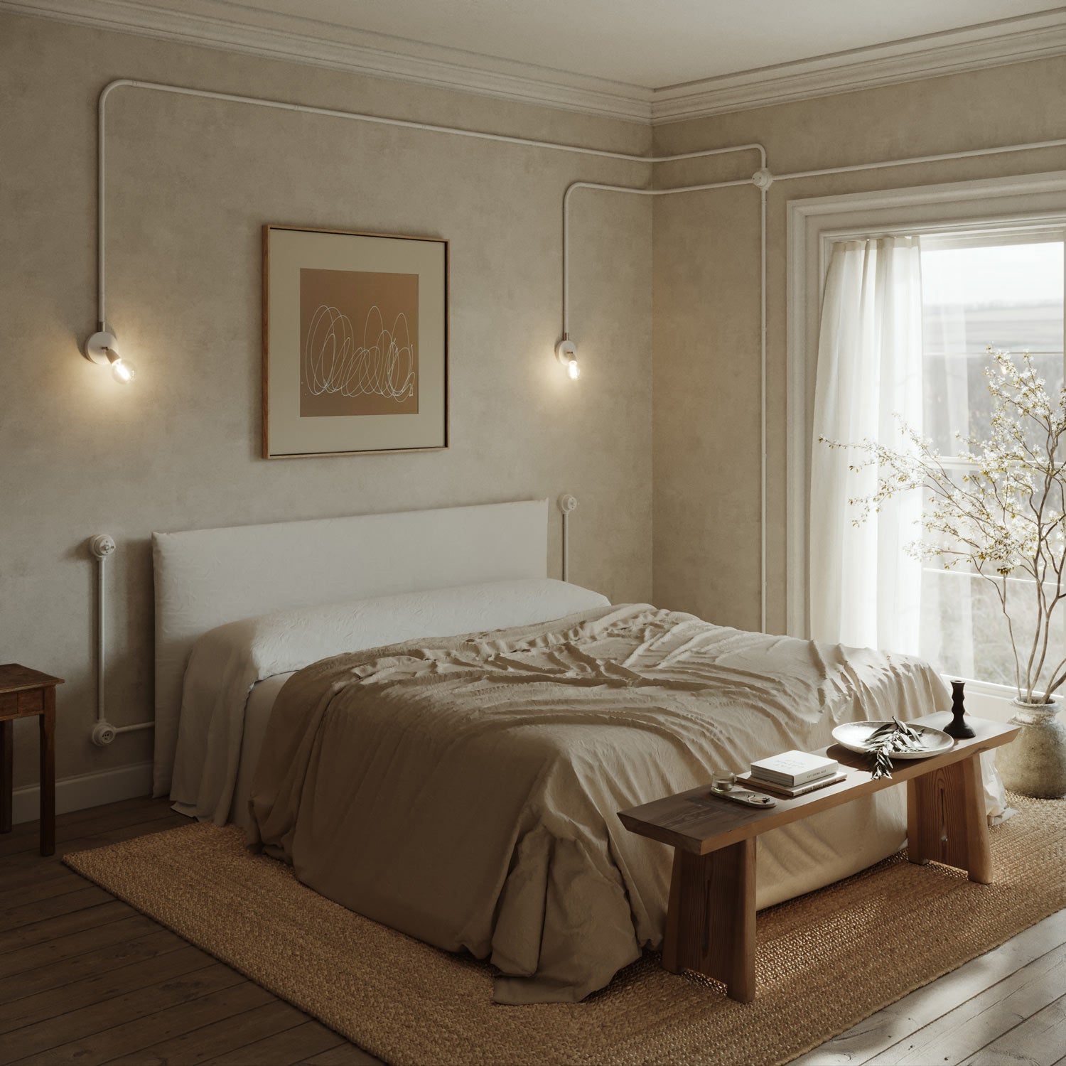 Kit scatola di derivazione e base per Creative-Tubes in porcellana - Bianco 2 in linea