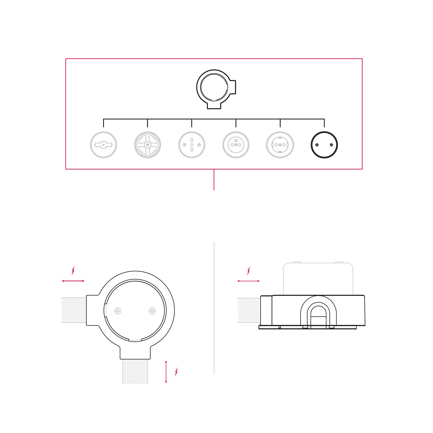 Kit scatola di derivazione e base per Creative-Tubes in porcellana - Bianco 2