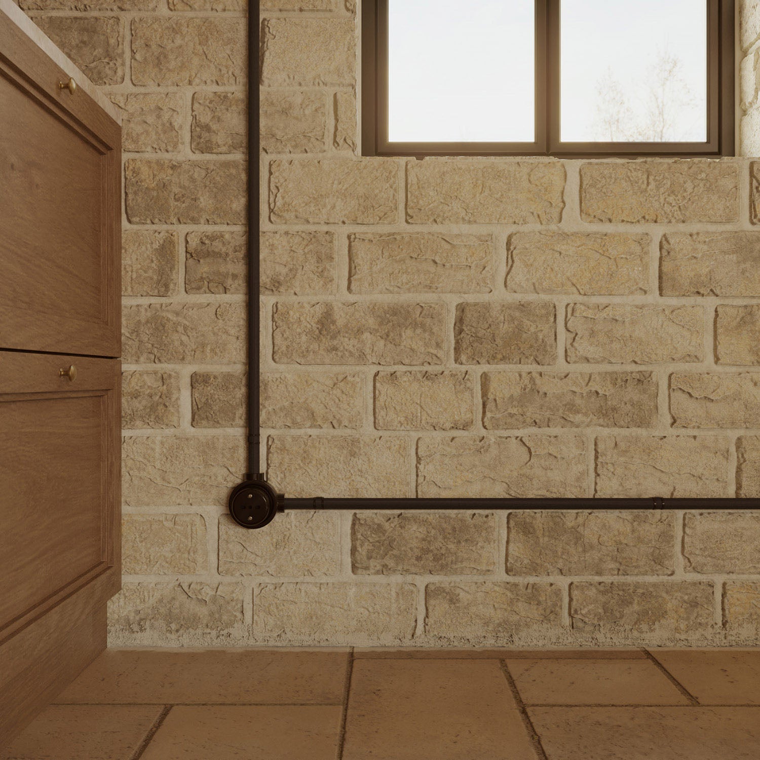 Kit presa bipasso italiana 10/16A da parete e base per Creative-Tubes in porcellana - Nero 2