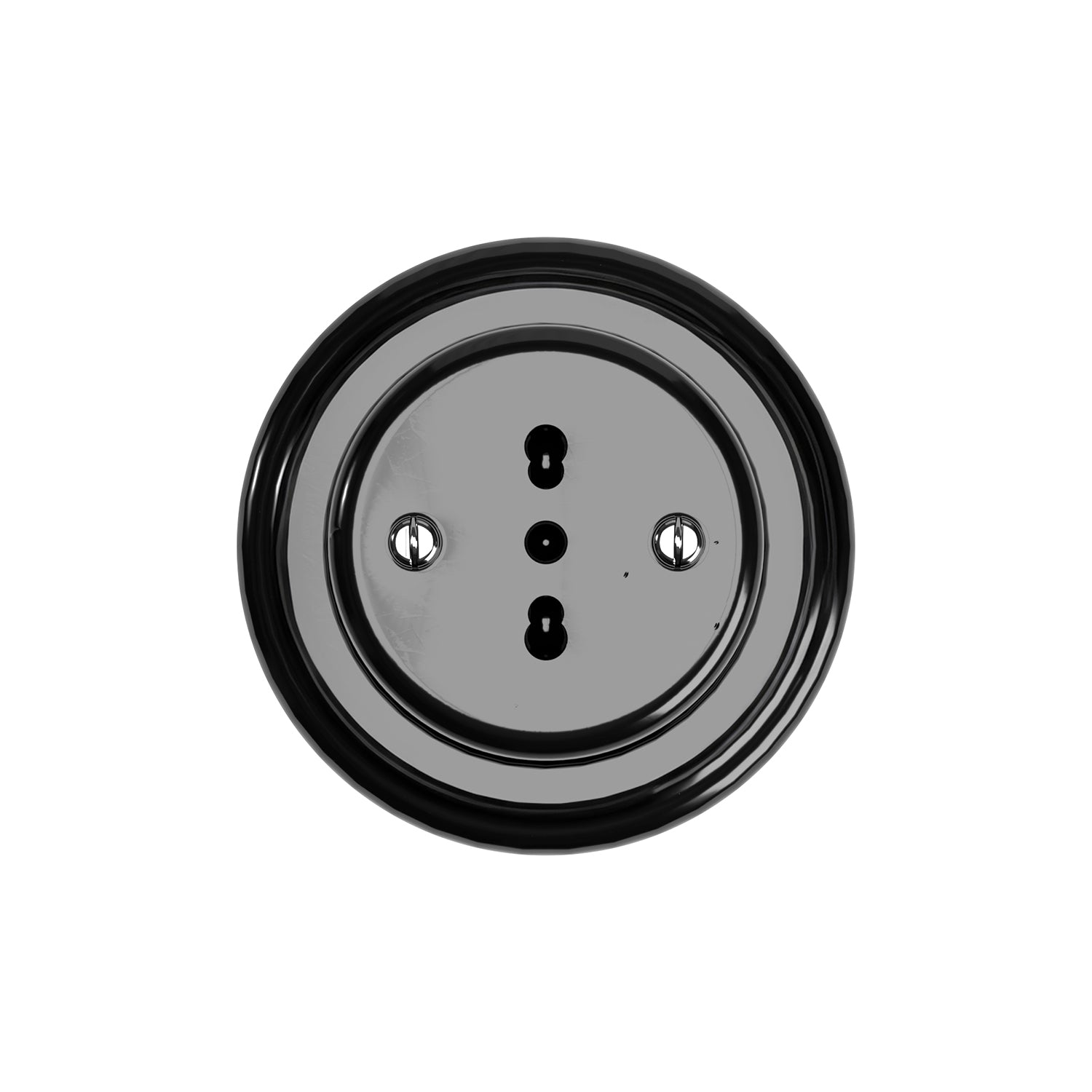 Kit presa bipasso italiana 10/16A da parete e base in porcellana - Nero