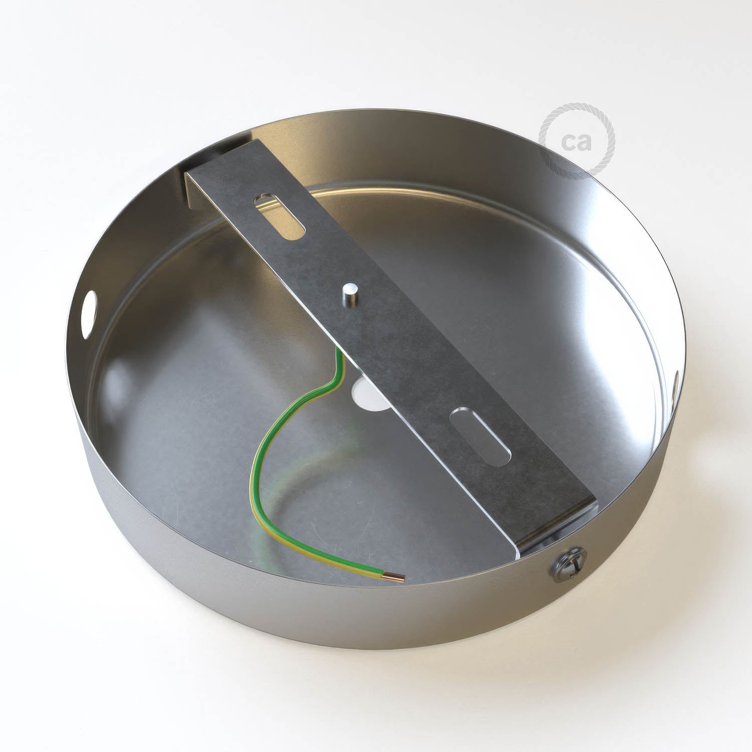 Kit rosone cilindrico in metallo a 1 foro centrale e 2 fori laterali - Cromo Cilindrico