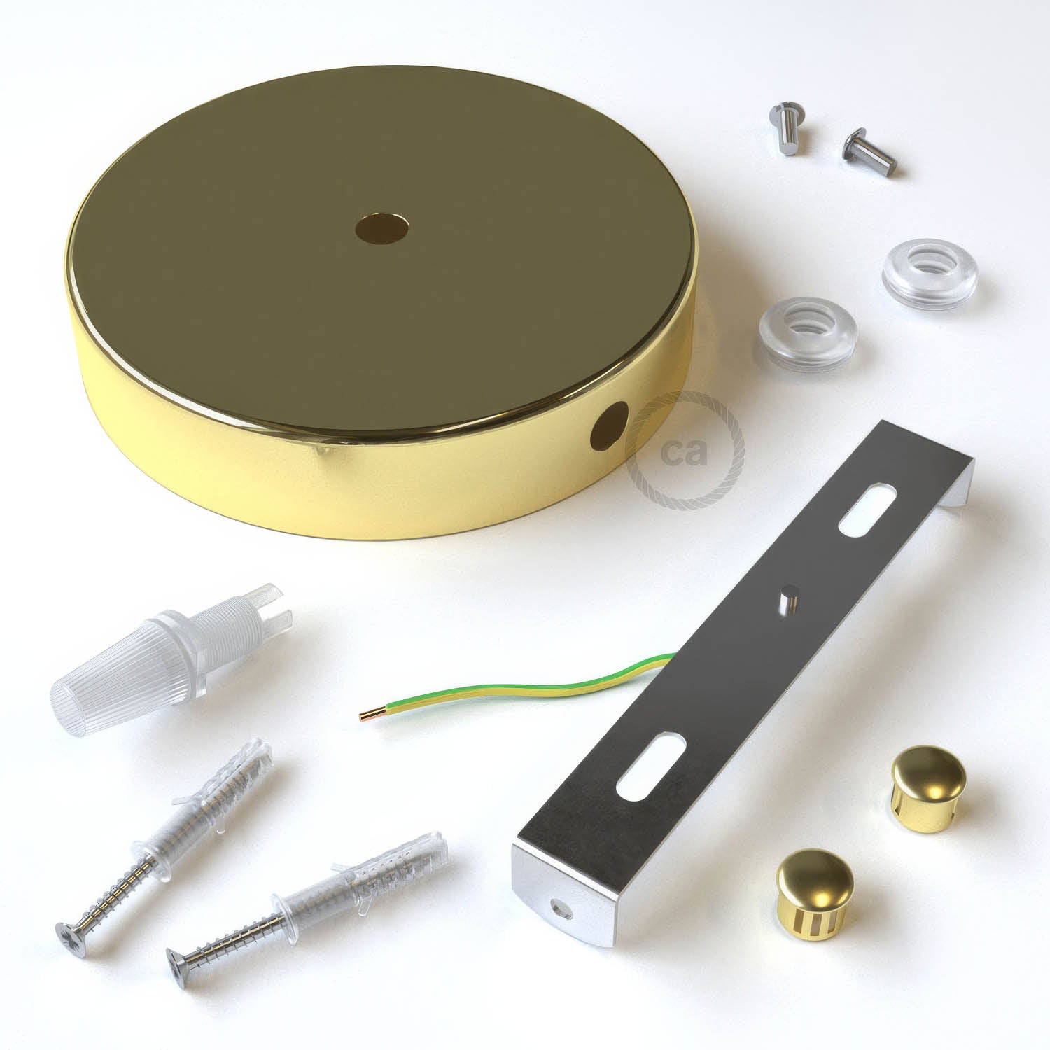 Kit rosone cilindrico in metallo a 1 foro centrale e 2 fori laterali - Ottone Conico