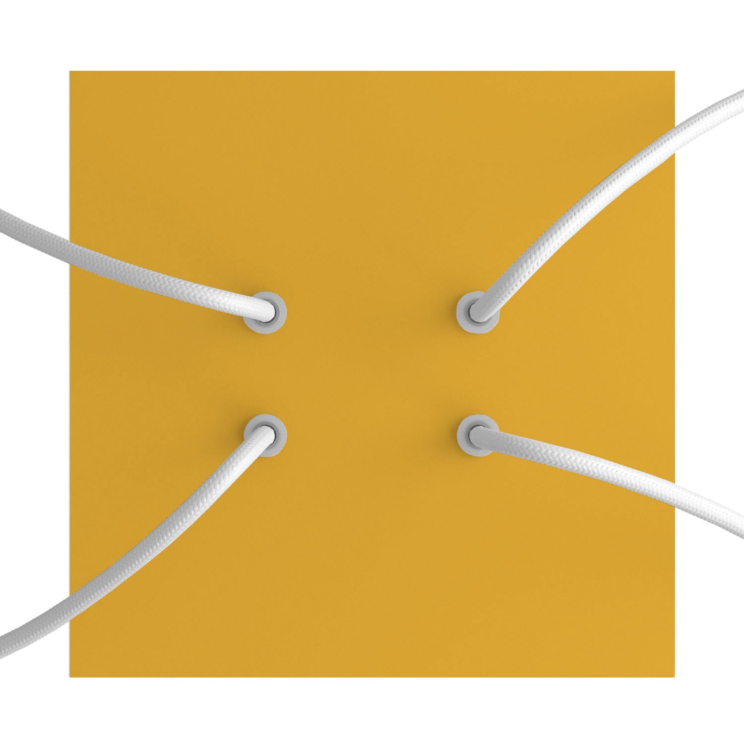 Rosone Rose-One quadrato, 200 mm con 4 fori e 4 fori laterali - Mostarda Bianco