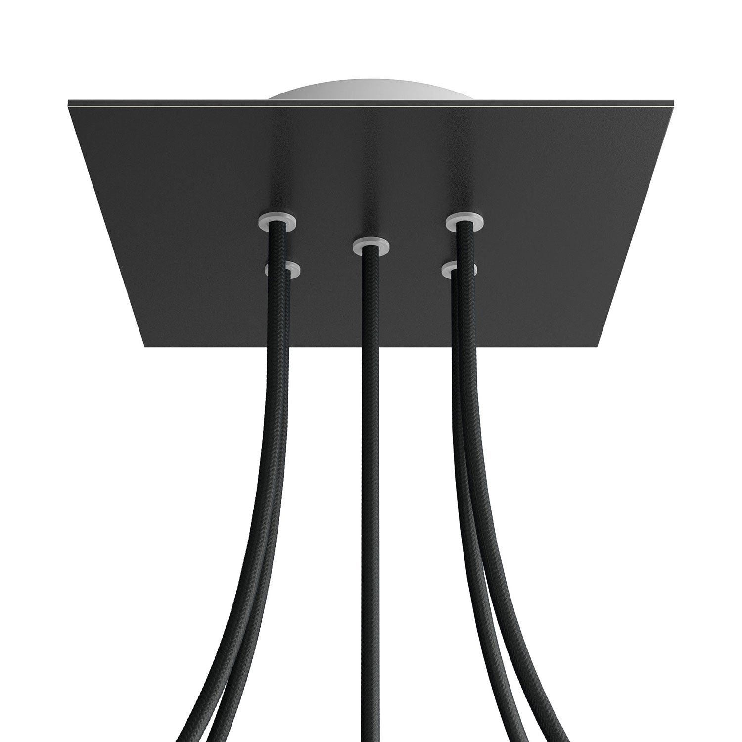 Rosone Rose-One quadrato, 200 mm con 5 fori e 4 fori laterali - Nero opaco Bianco