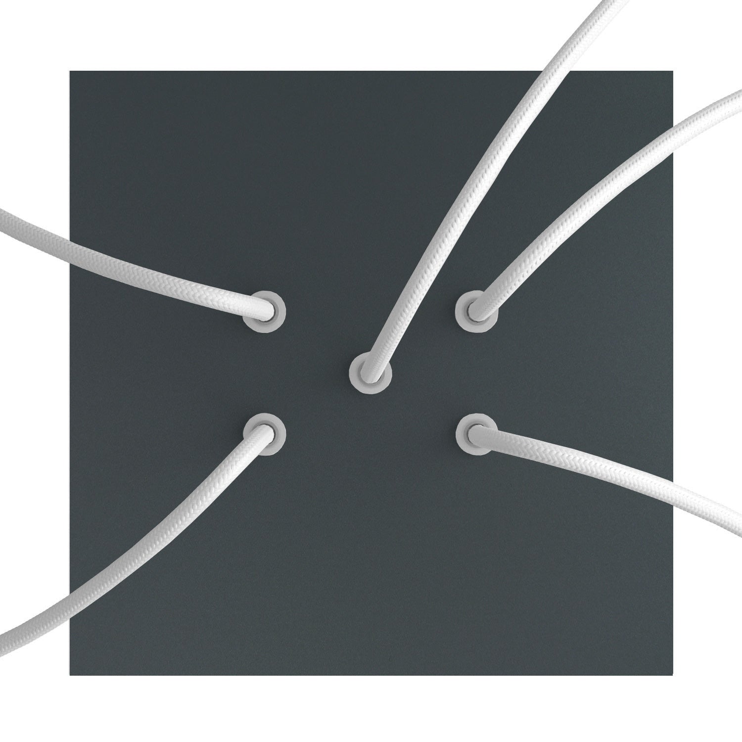 Rosone Rose-One quadrato, 200 mm con 5 fori e 4 fori laterali - Antracite Bianco