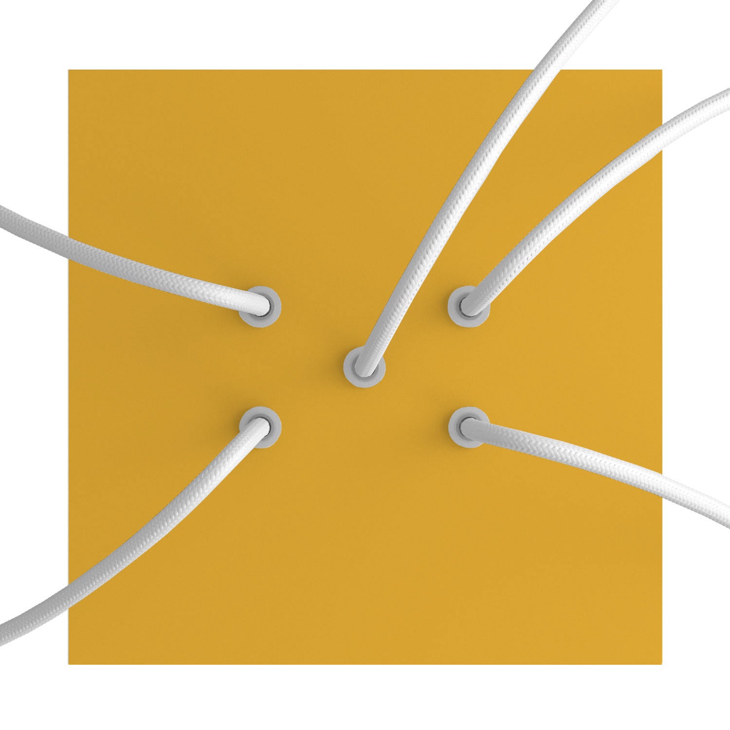 Rosone Rose-One quadrato, 200 mm con 5 fori e 4 fori laterali - Mostarda Bianco