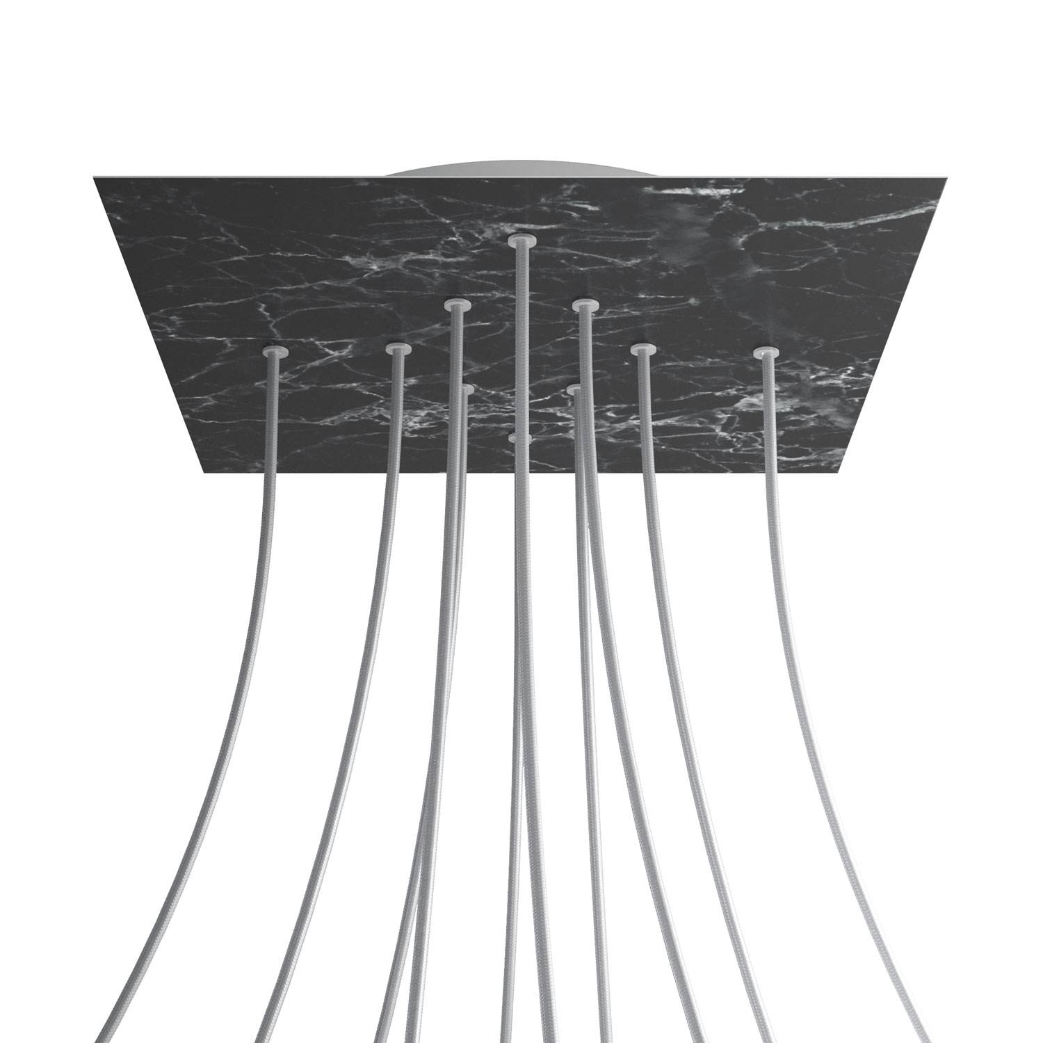 Rosone XXL Rose-One quadrato, 400 mm con 10 fori e 4 fori laterali - Marmo Marquina Bianco