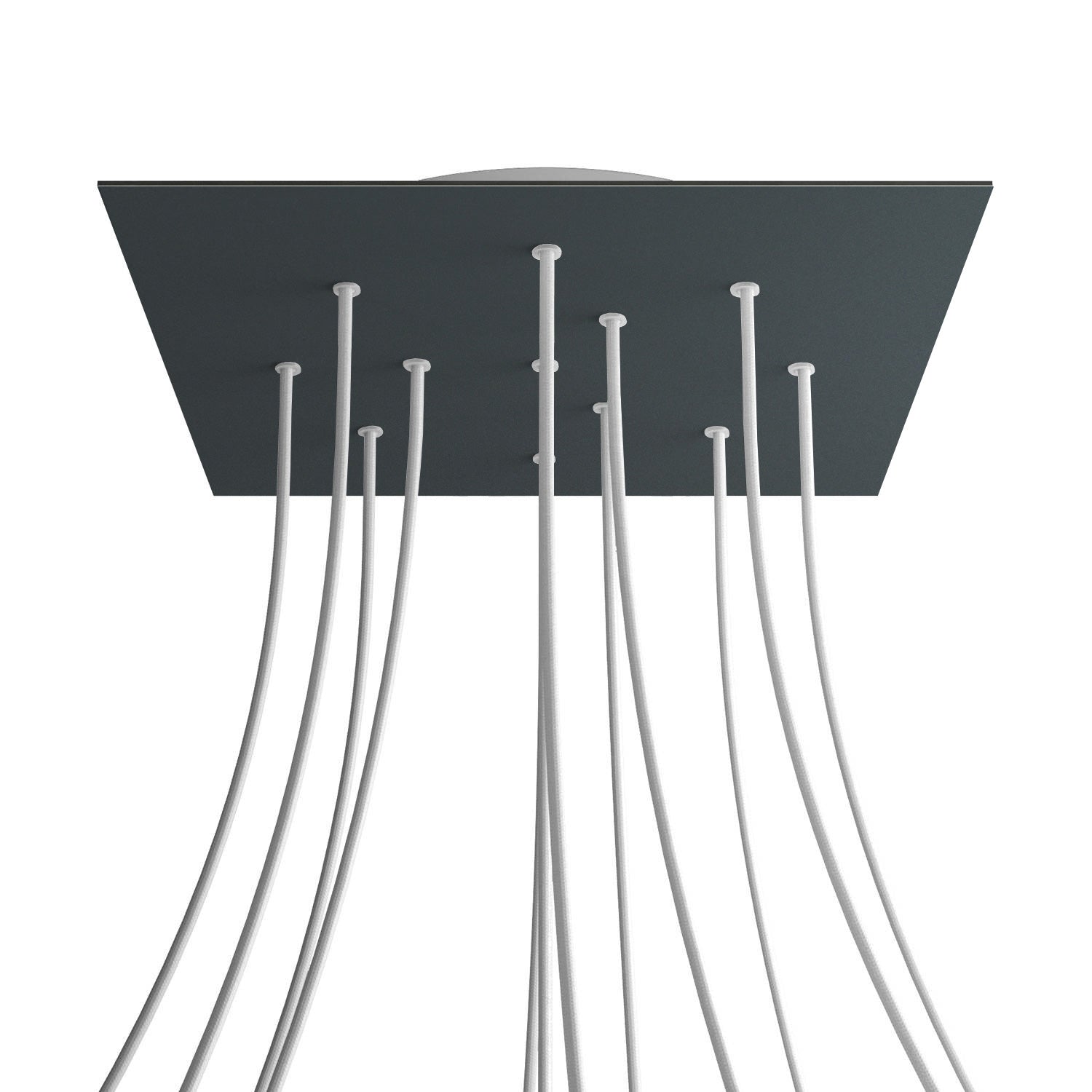 Rosone XXL Rose-One quadrato, 400 mm con 12 fori e 4 fori laterali - Antracite Bianco