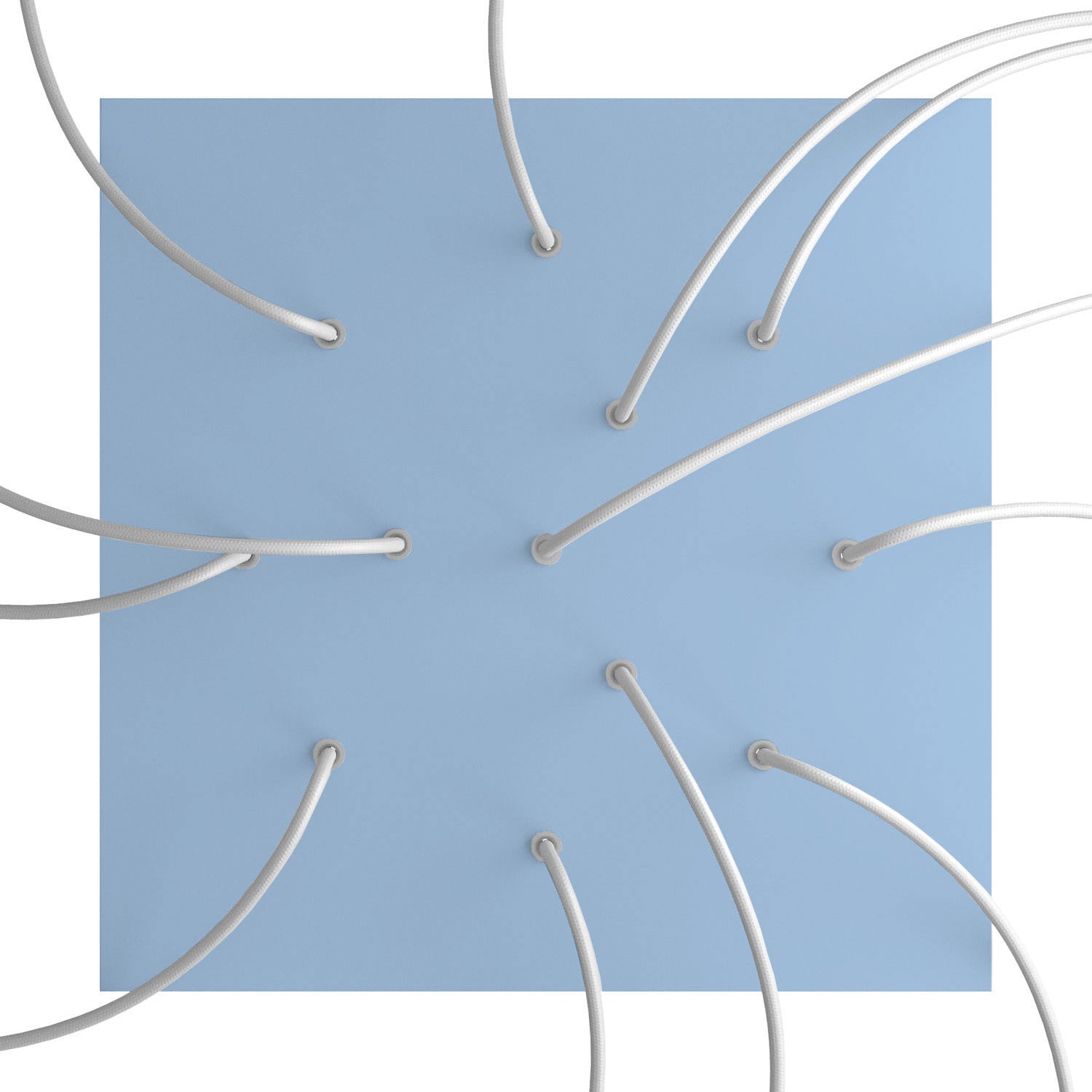 Rosone XXL Rose-One quadrato, 400 mm con 12 fori e 4 fori laterali - Blu carta da zucchero Bianco