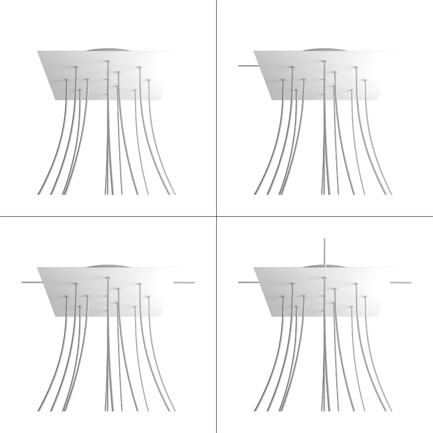 Rosone XXL Rose-One quadrato, 400 mm con 12 fori e 4 fori laterali - Antracite Bianco