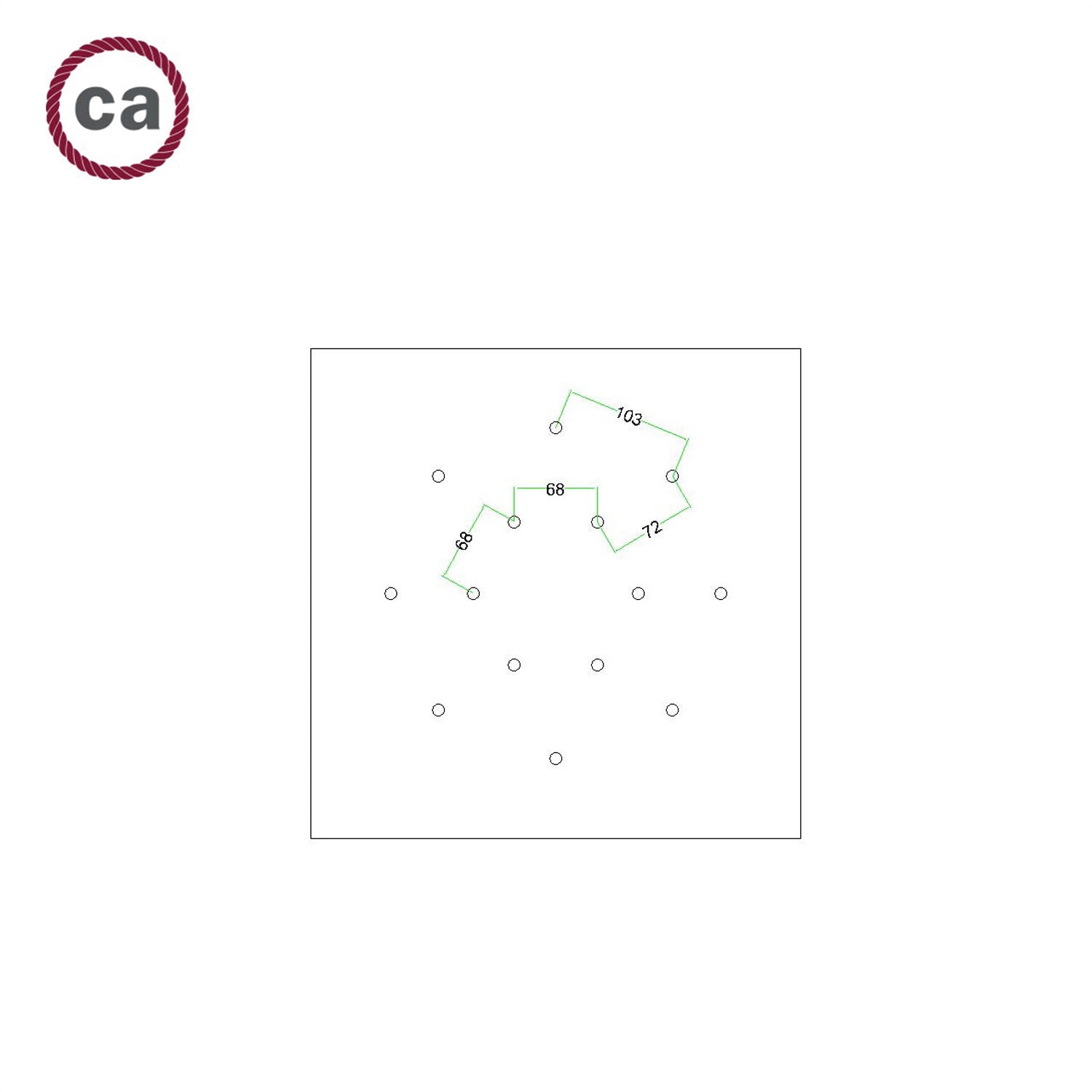 Rosone XXL Rose-One quadrato, 400 mm con 14 fori e 4 fori laterali - Petrolio Bianco