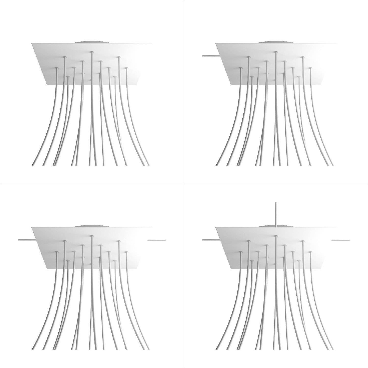 Rosone XXL Rose-One quadrato, 400 mm con 14 fori e 4 fori laterali - Blu carta da zucchero Bianco