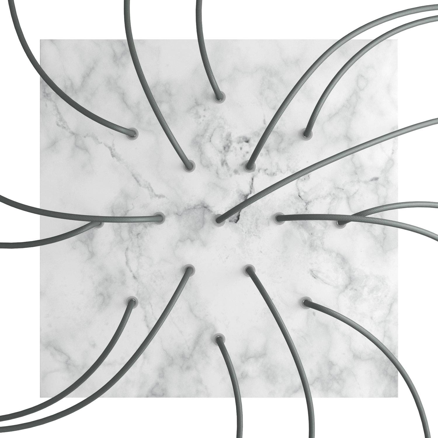 Rosone XXL Rose-One quadrato, 400 mm con 15 fori e 4 fori laterali - Marmo Carrara Bianco