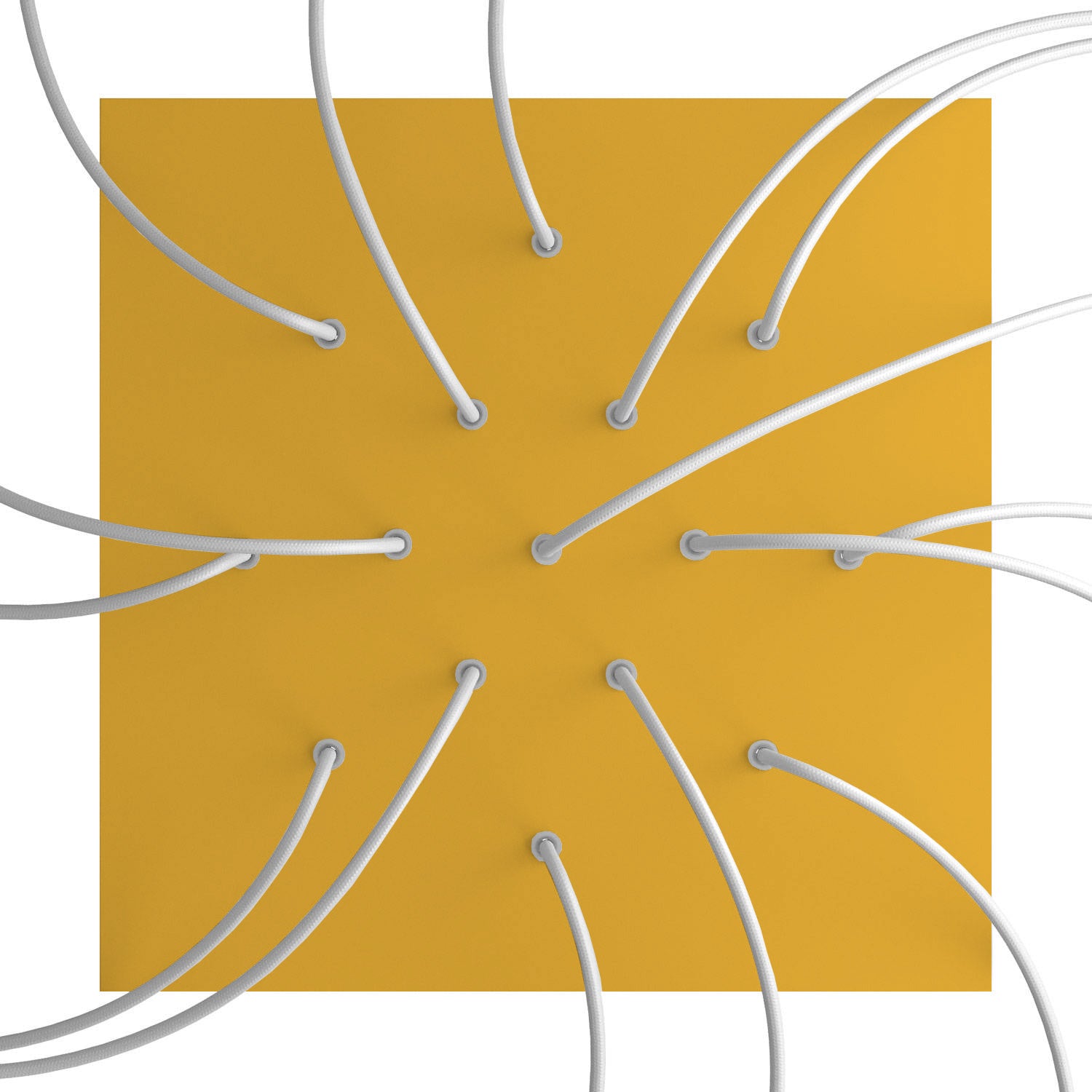 Rosone XXL Rose-One quadrato, 400 mm con 15 fori e 4 fori laterali - Mostarda Bianco