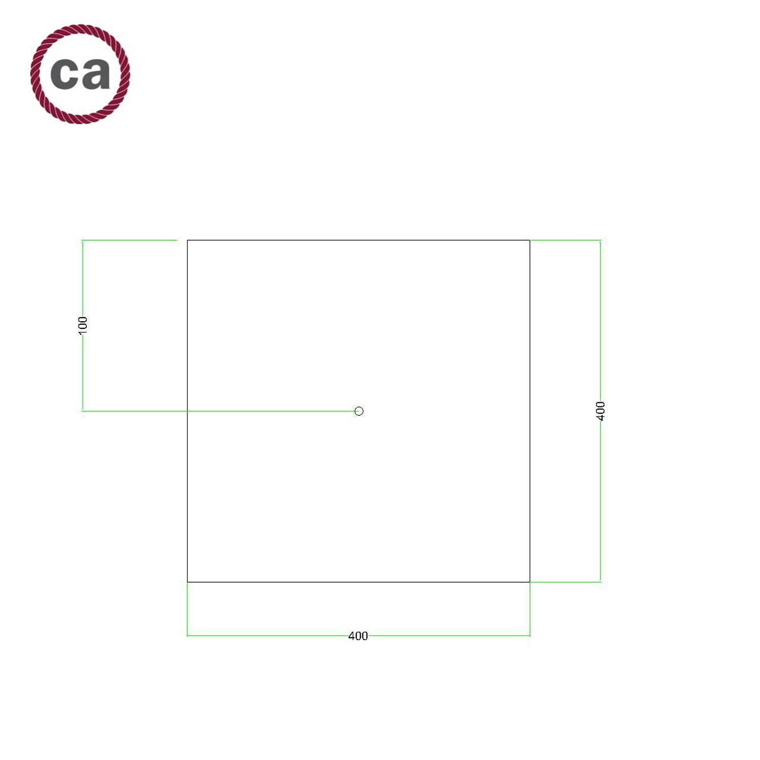Rosone XXL Rose-One quadrato, 400 mm con 1 foro e 4 fori laterali - Dibond Acciaio satinato Bianco