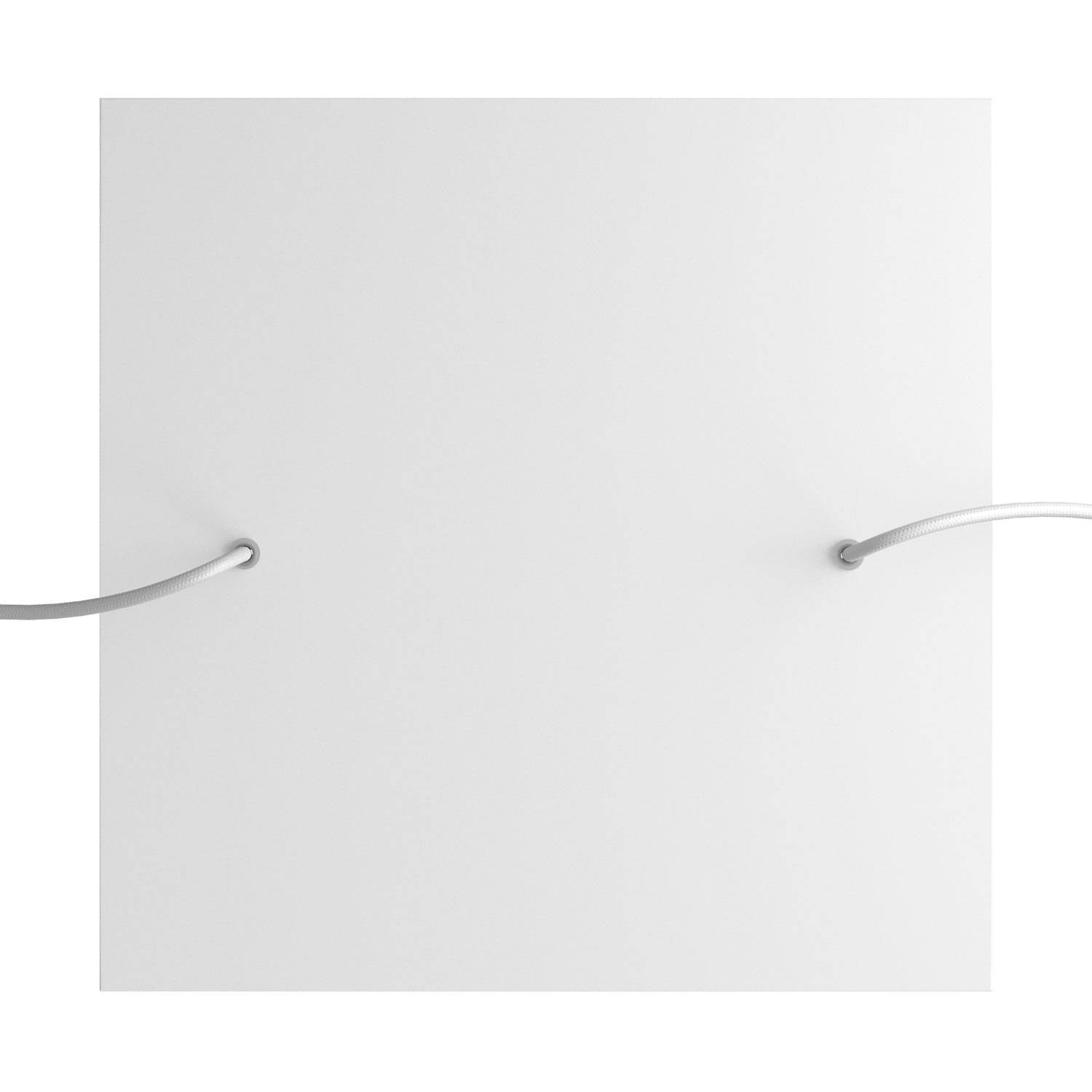 Rosone XXL Rose-One quadrato, 400 mm con 2 fori e 4 fori laterali - Bianco opaco Bianco