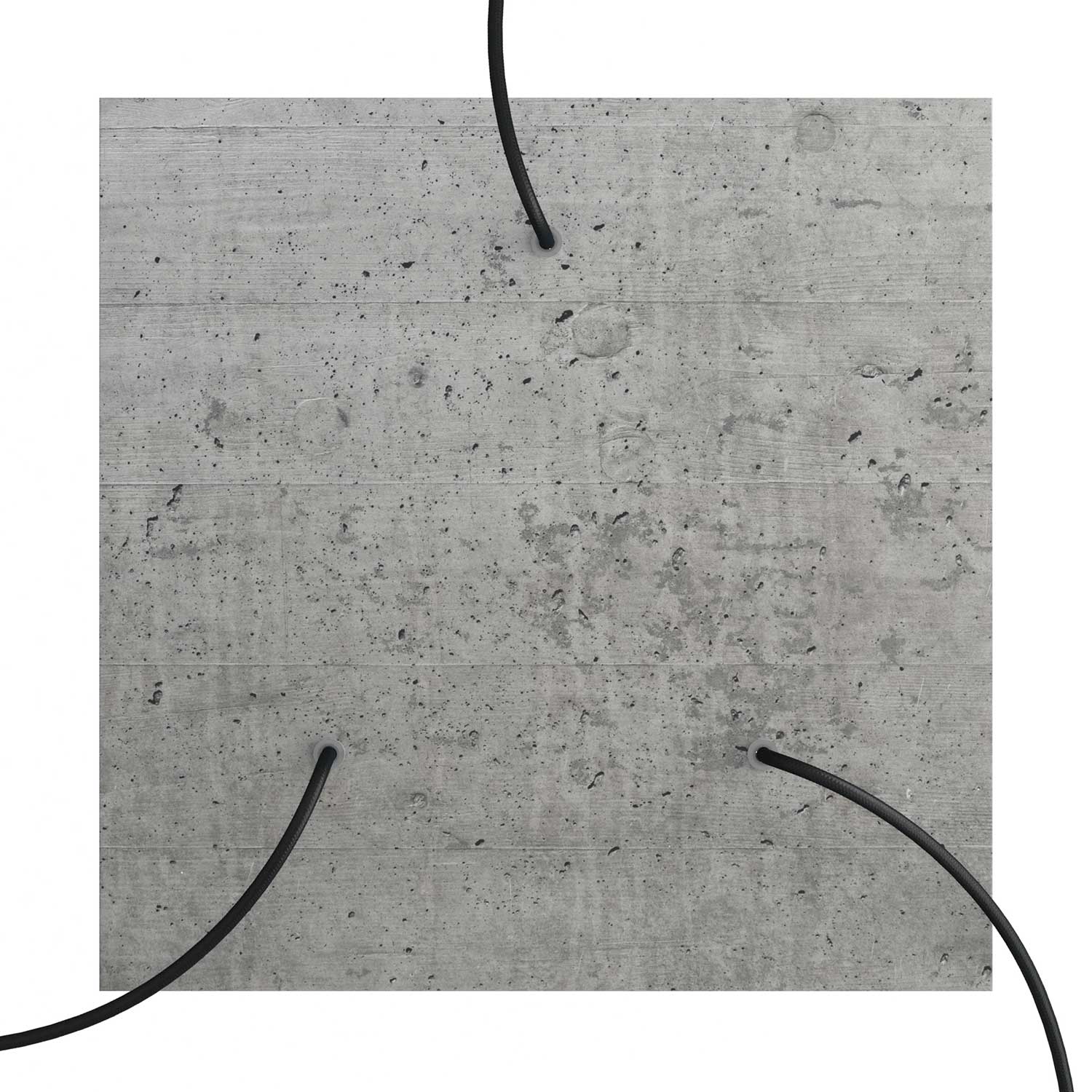 Rosone XXL Rose-One quadrato, 400 mm con 3 fori e 4 fori laterali - Cemento Bianco