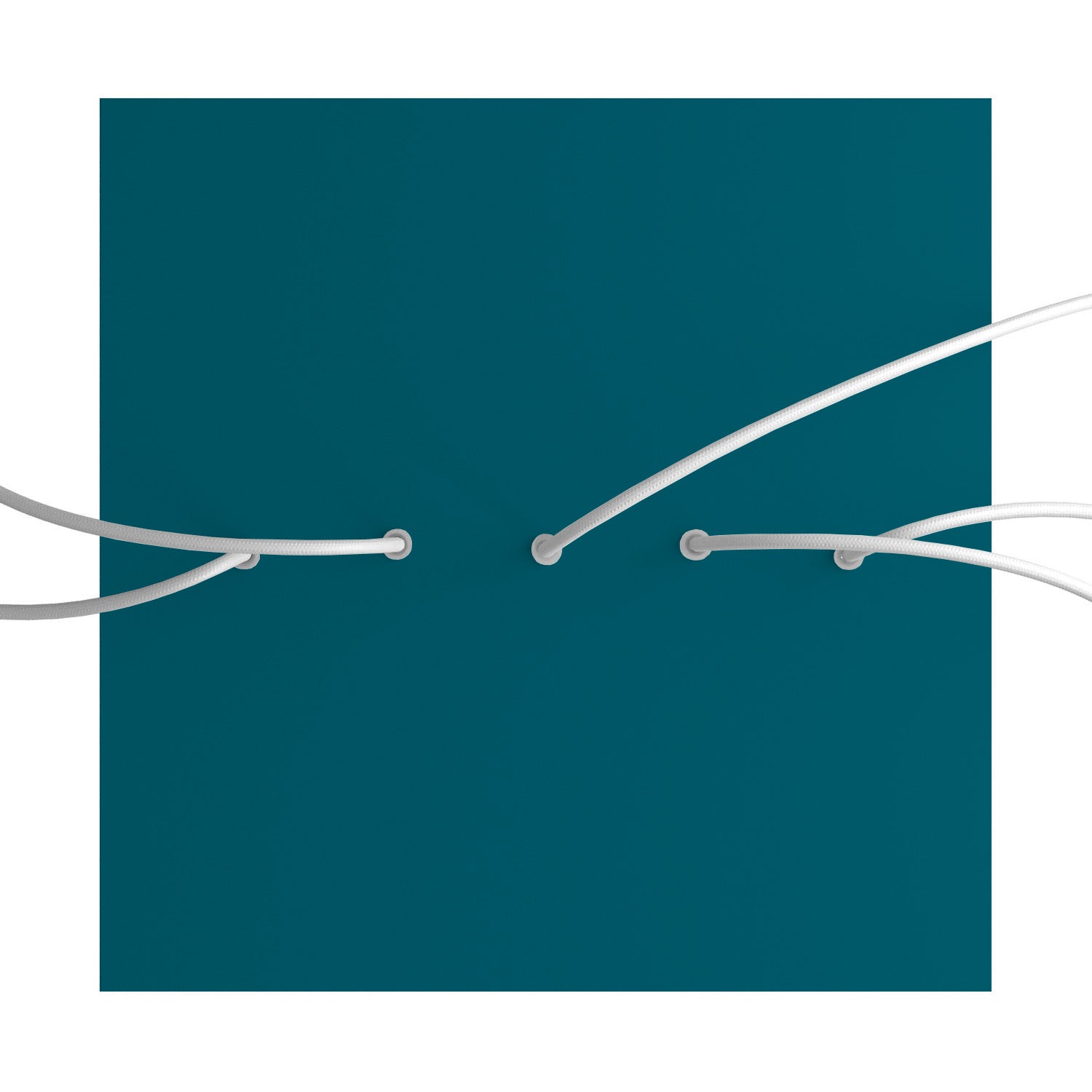 Rosone XXL Rose-One quadrato, 400 mm con 5 fori in linea e 4 fori laterali - Petrolio Bianco