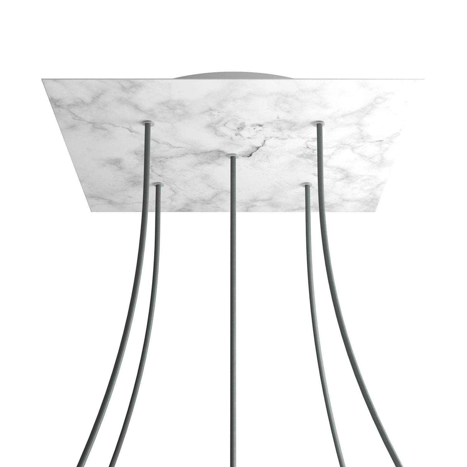 Rosone XXL Rose-One quadrato, 400 mm con 5 fori e 4 fori laterali - Marmo Carrara Bianco