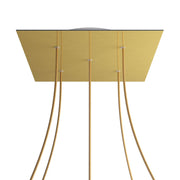 Rosone XXL Rose-One quadrato, 400 mm con 5 fori e 4 fori laterali - Dibond Ottone satinato Bianco