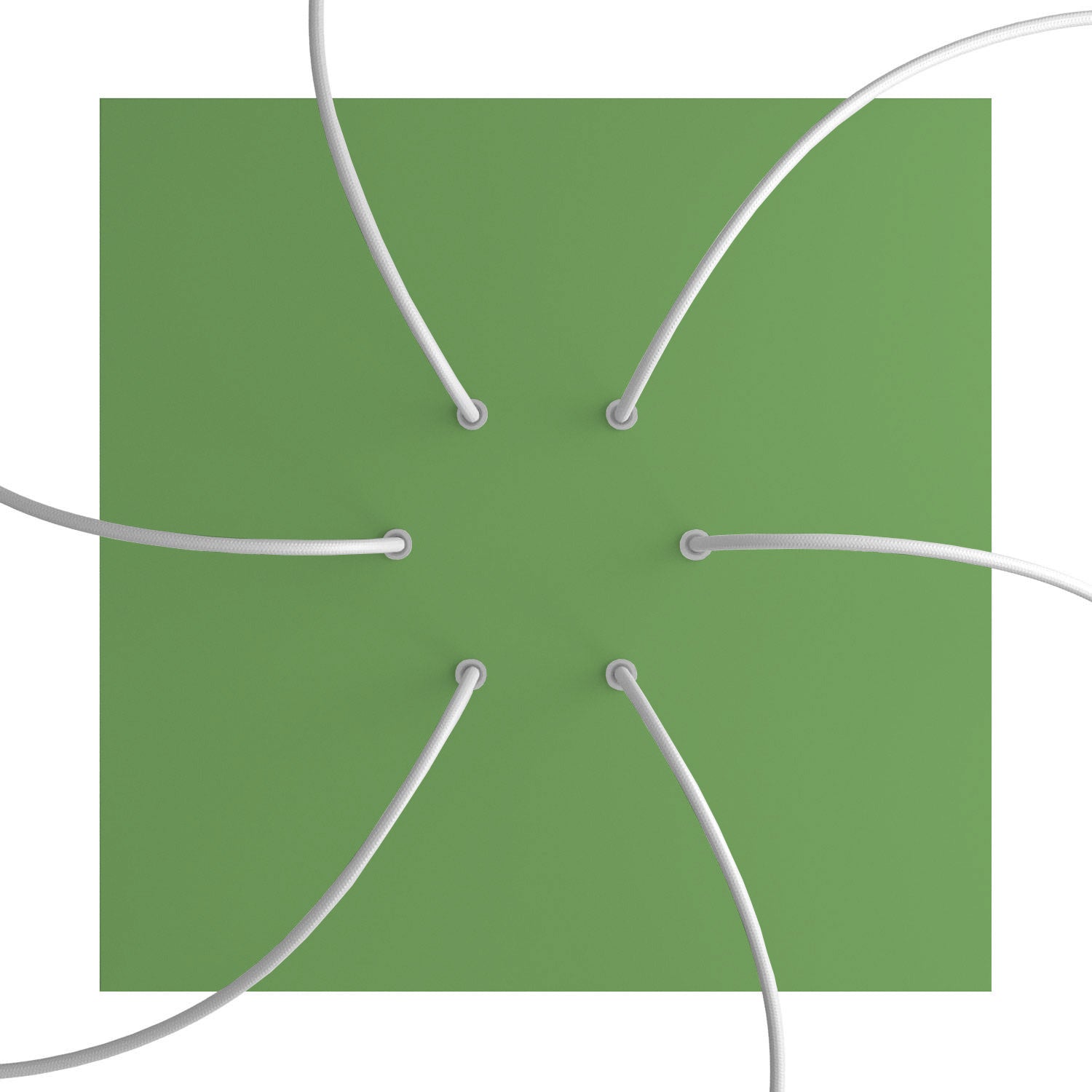 Rosone XXL Rose-One quadrato, 400 mm con 6 fori e 4 fori laterali - Verde prato Bianco