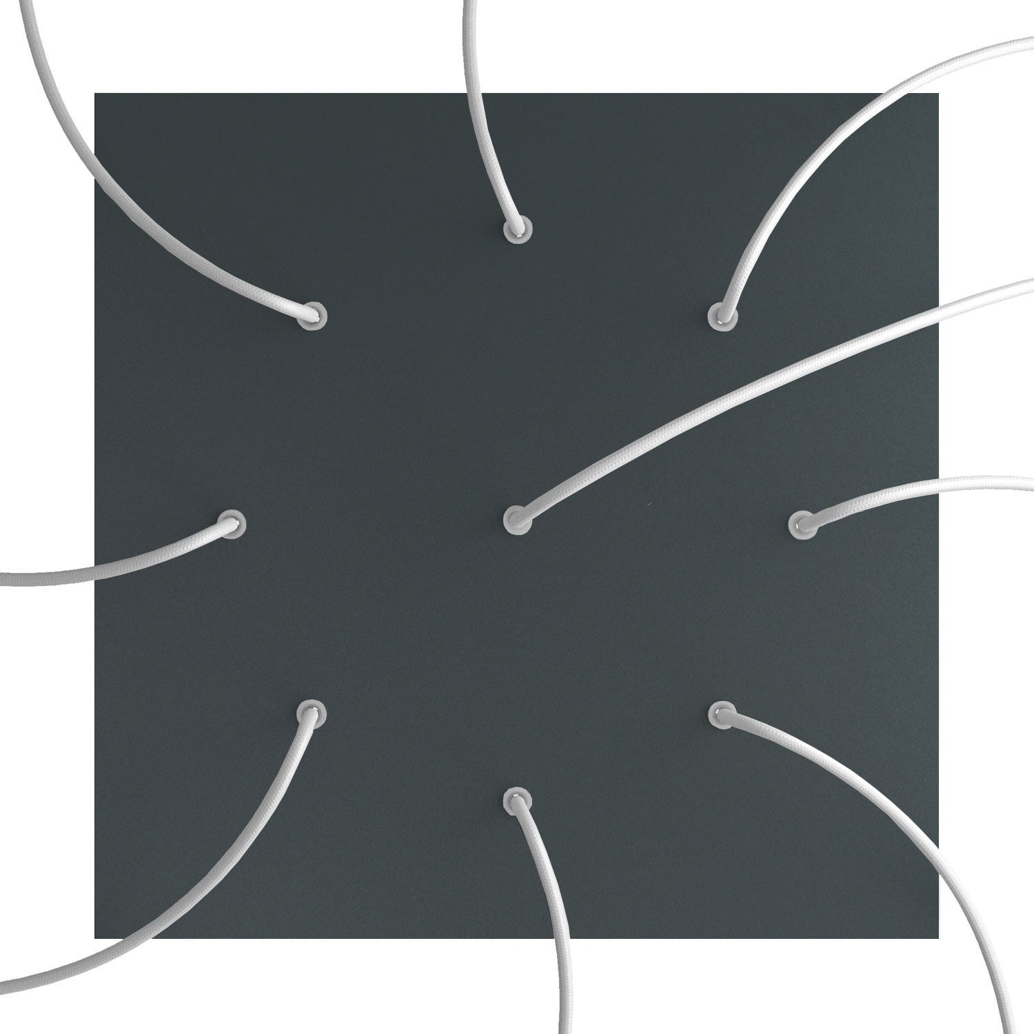 Rosone XXL Rose-One quadrato, 400 mm con 9 fori e 4 fori laterali - Antracite Bianco