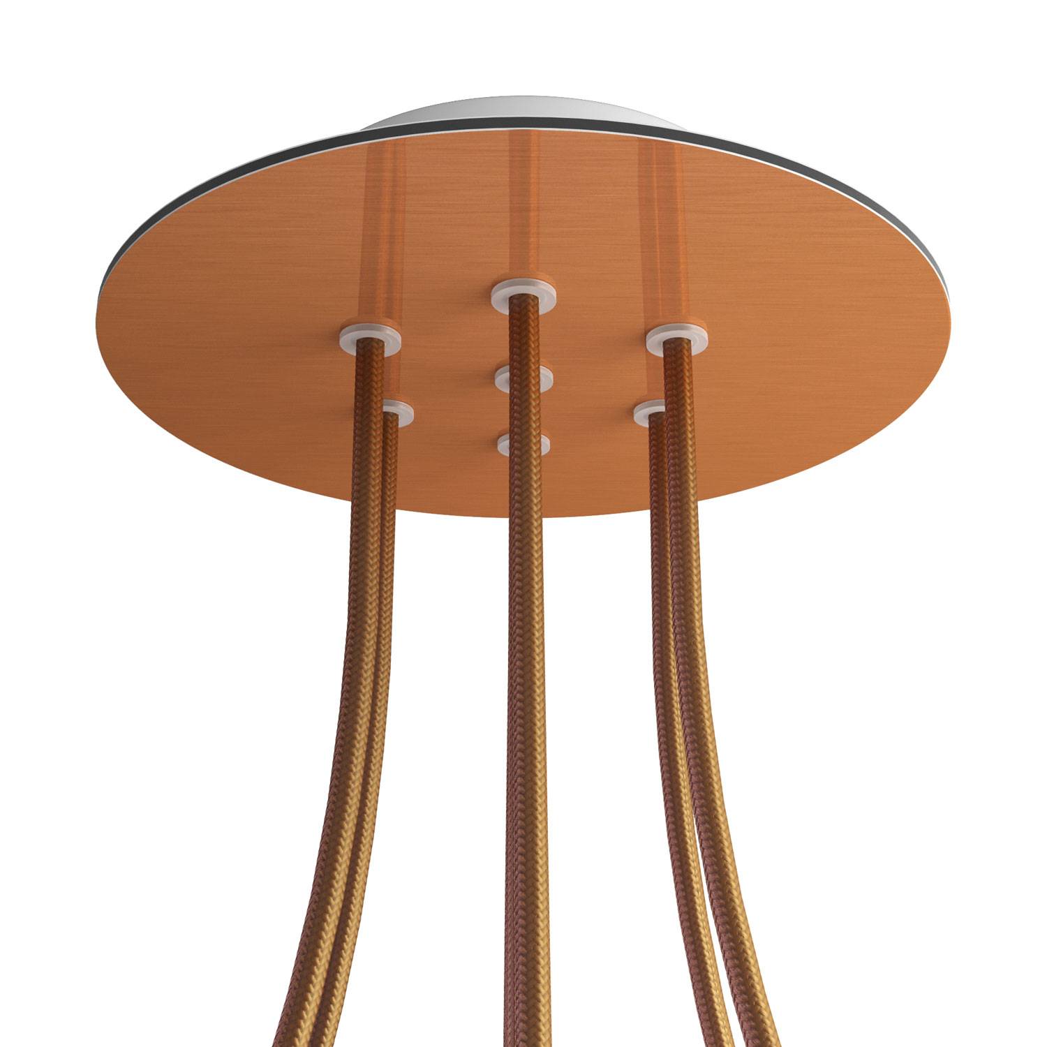 Rosone Rose-One rotondo, diametro 200 mm con 7 fori e 4 fori laterali - Dibond Rame satinato Bianco