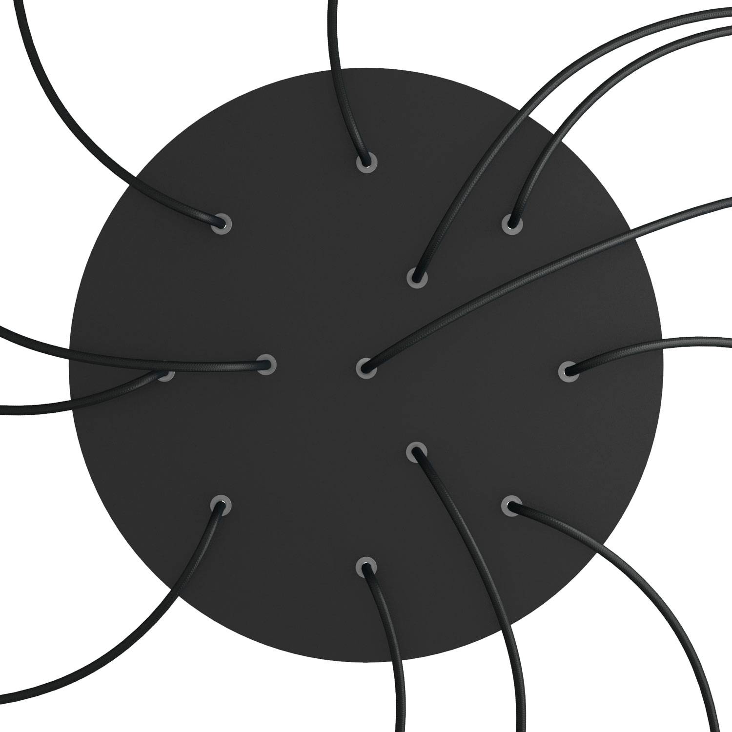 Rosone XXL Rose-One rotondo, diametro 400 mm con 12 fori e 4 fori laterali - Nero opaco Bianco