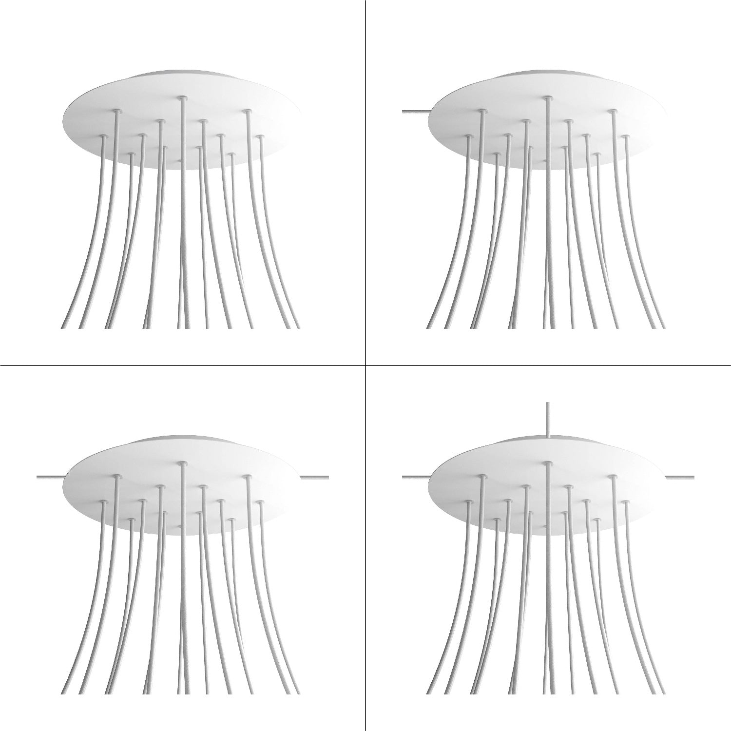 Rosone XXL Rose-One rotondo, diametro 400 mm con 14 fori e 4 fori laterali - Dibond Acciaio satinato Bianco