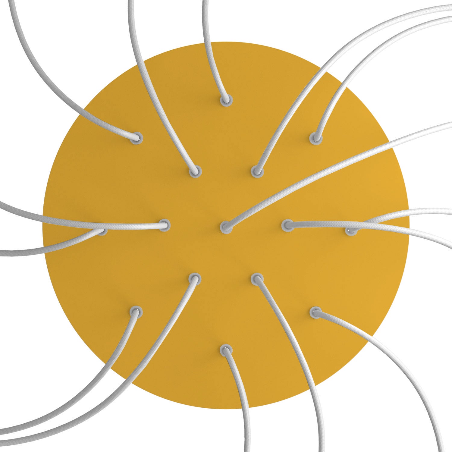 Rosone XXL Rose-One rotondo, diametro 400 mm con 15 fori e 4 fori laterali - Mostarda Bianco