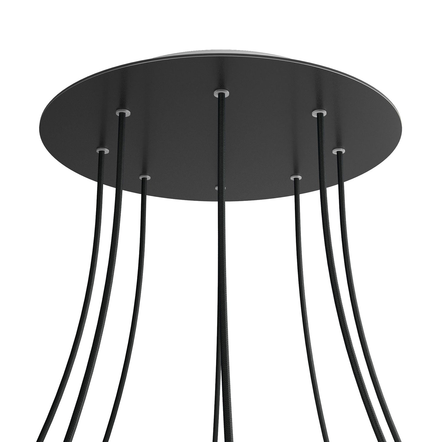 Rosone XXL Rose-One rotondo, diametro 400 mm con 8 fori e 4 fori laterali - Nero opaco Bianco