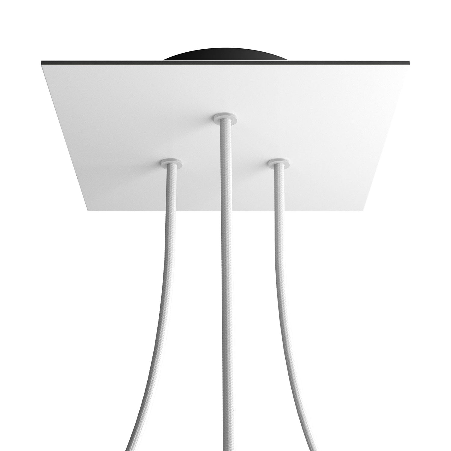 Rosone Rose-One quadrato, 200 mm con 3 fori e 4 fori laterali - Bianco opaco Nero