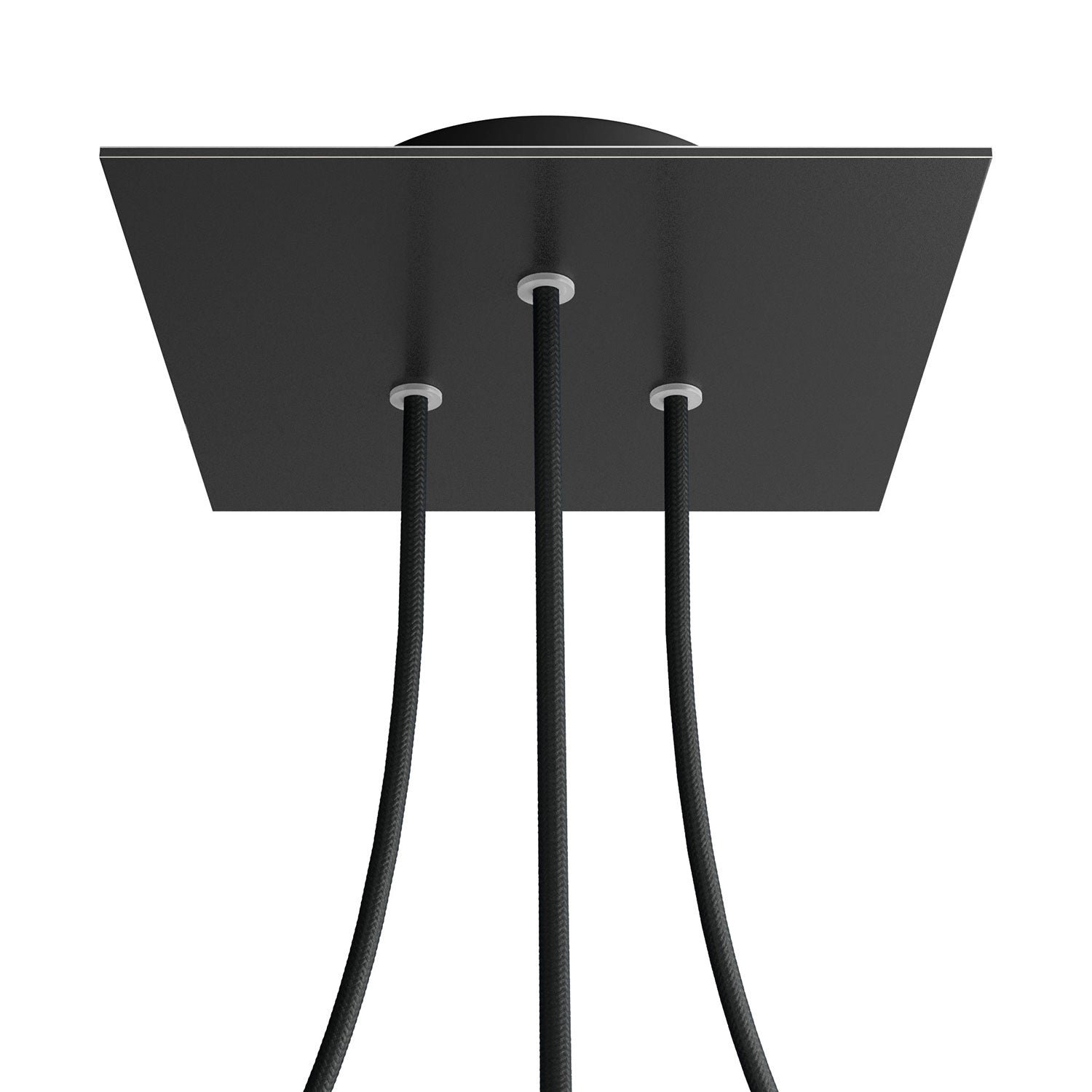 Rosone Rose-One quadrato, 200 mm con 3 fori e 4 fori laterali - Nero opaco Nero