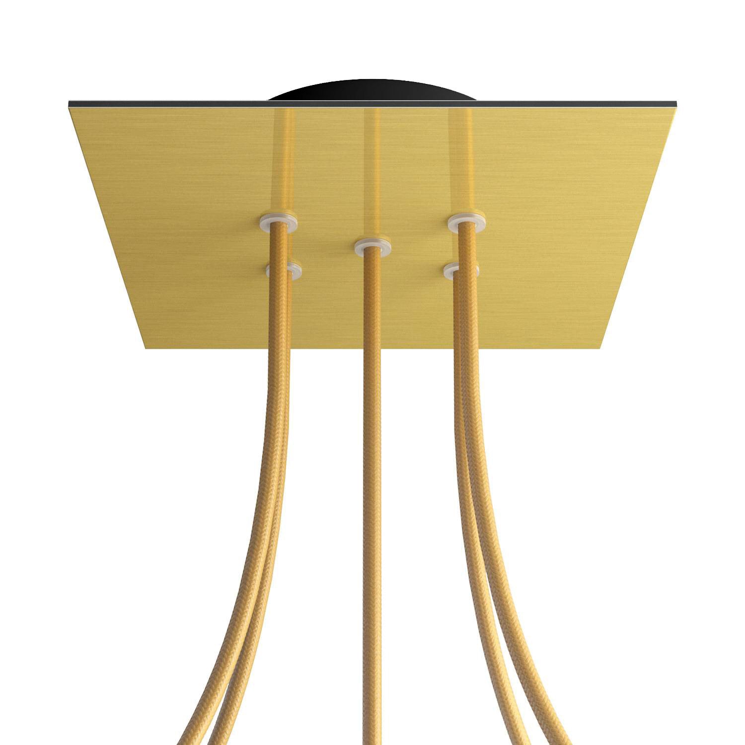 Rosone Rose-One quadrato, 200 mm con 5 fori e 4 fori laterali - Dibond Ottone satinato Nero