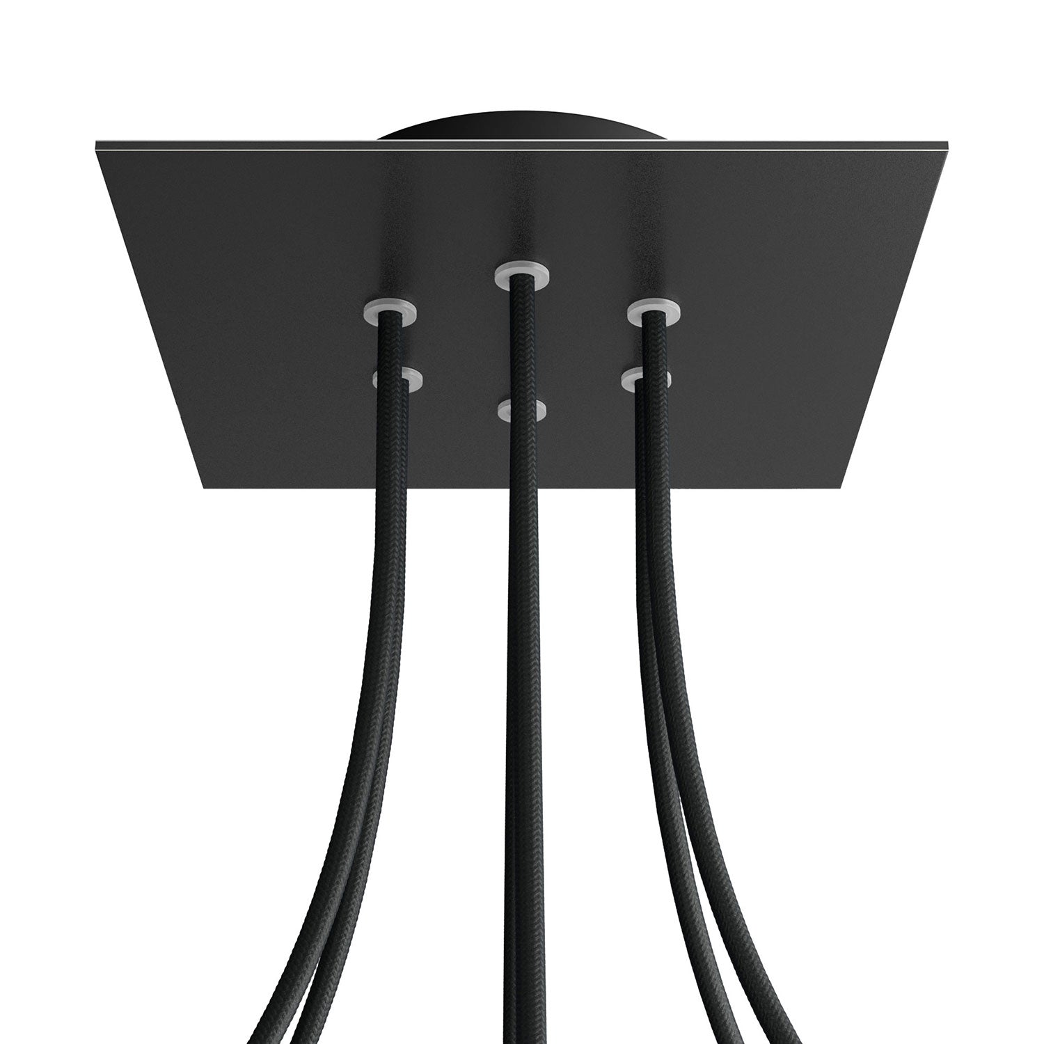 Rosone Rose-One quadrato, 200 mm con 6 fori e 4 fori laterali - Nero opaco Nero