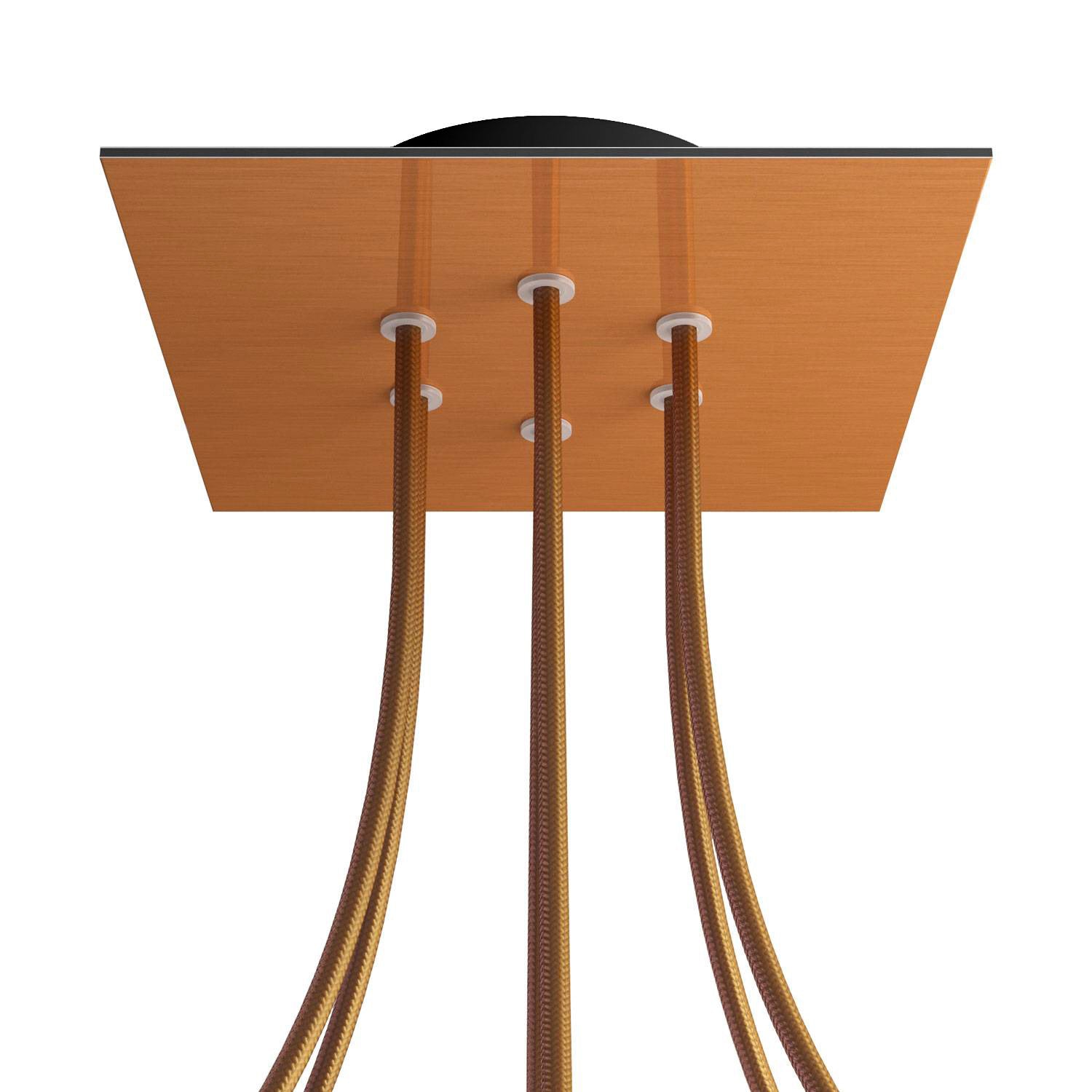 Rosone Rose-One quadrato, 200 mm con 6 fori e 4 fori laterali - Dibond Rame satinato Nero