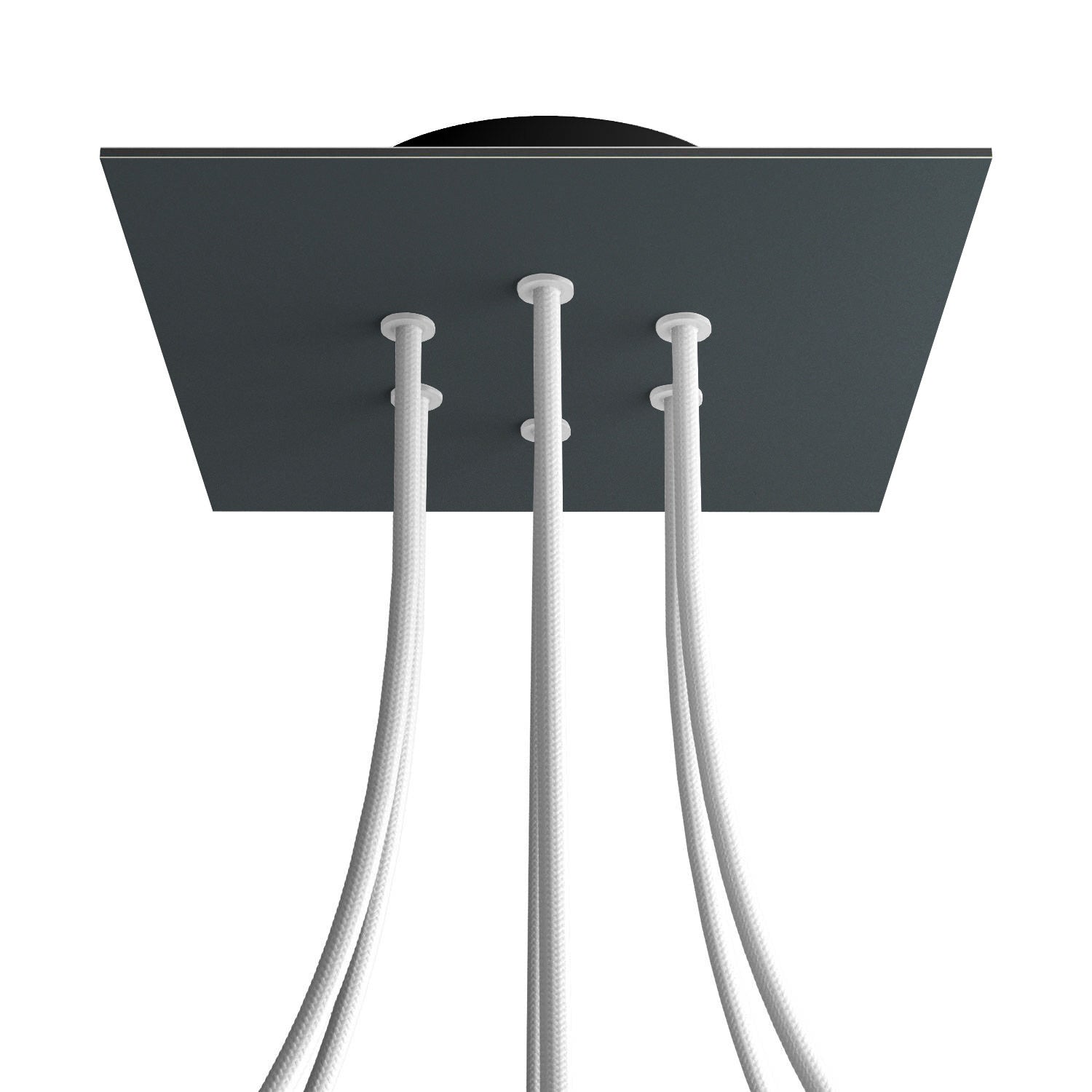 Rosone Rose-One quadrato, 200 mm con 6 fori e 4 fori laterali - Antracite Nero