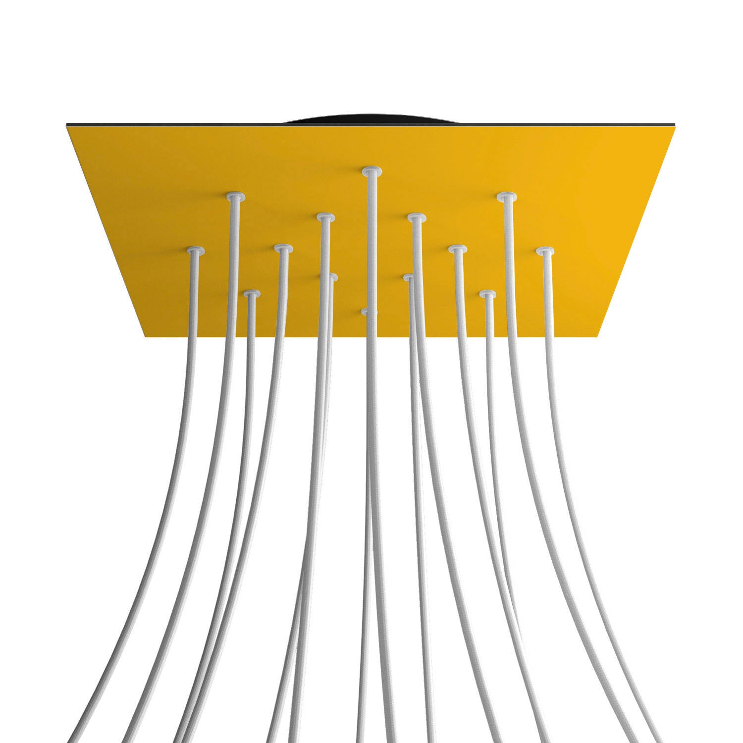 Rosone XXL Rose-One quadrato, 400 mm con 14 fori e 4 fori laterali - Mostarda Nero