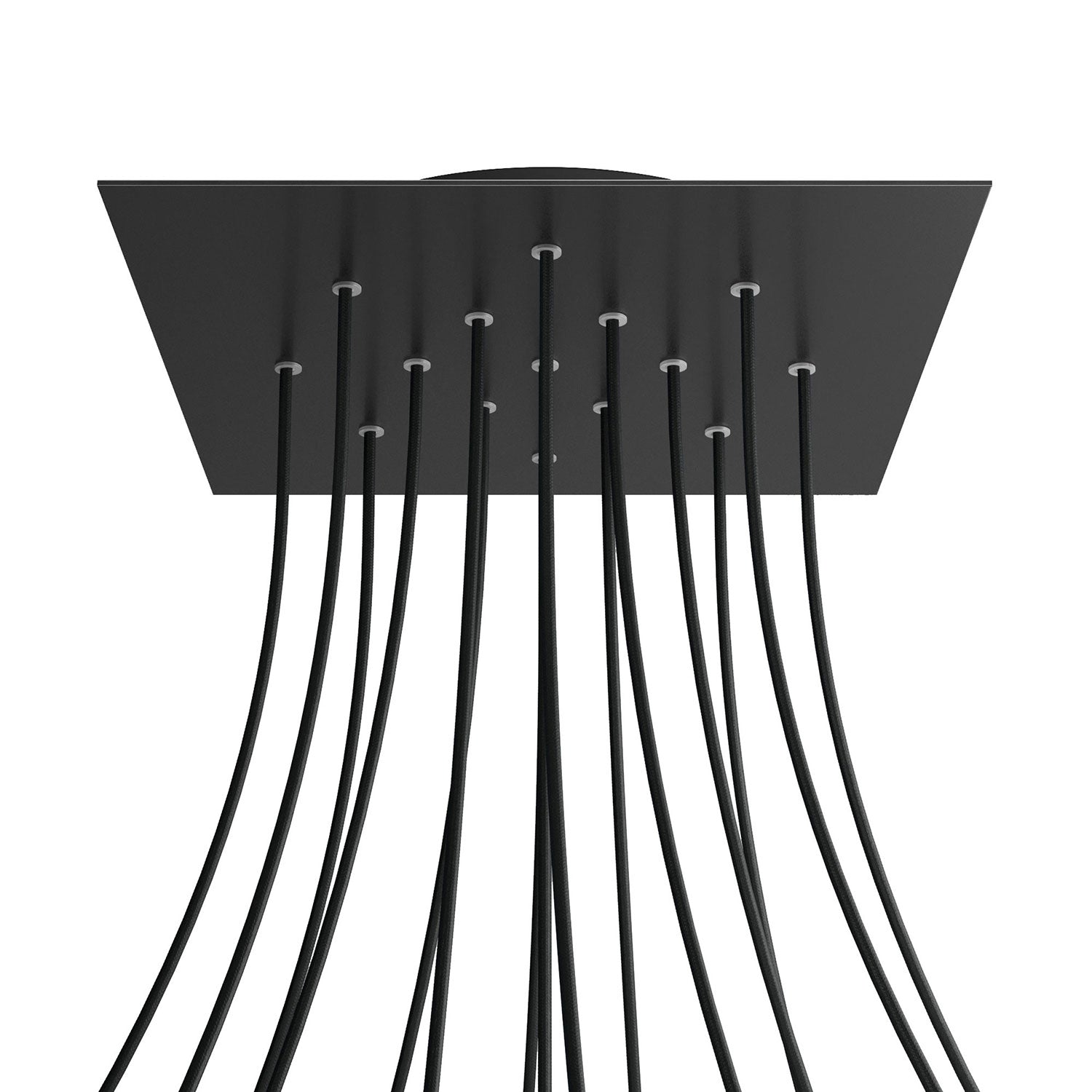 Rosone XXL Rose-One quadrato, 400 mm con 15 fori e 4 fori laterali - Nero opaco Nero