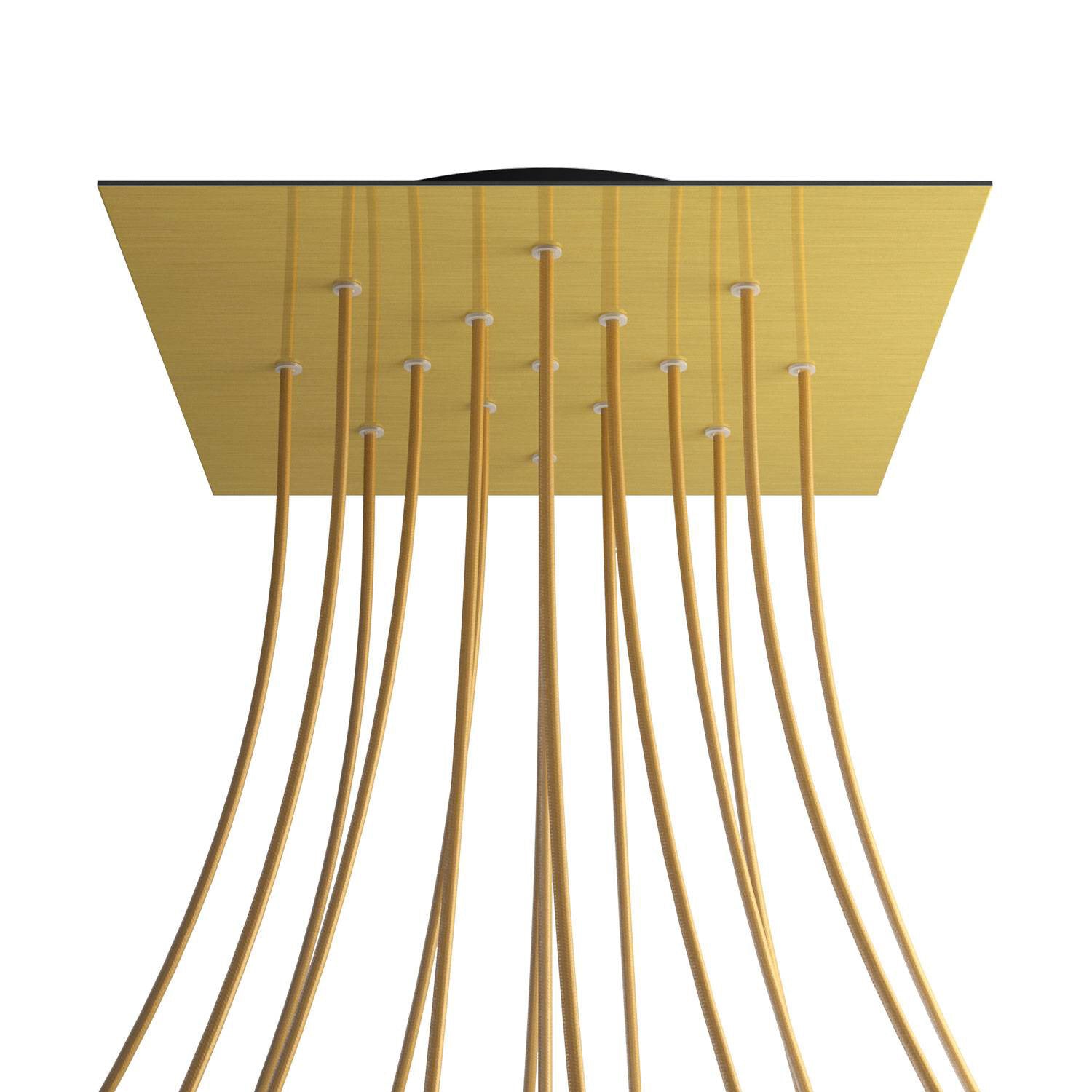 Rosone XXL Rose-One quadrato, 400 mm con 15 fori e 4 fori laterali - Dibond Ottone satinato Nero