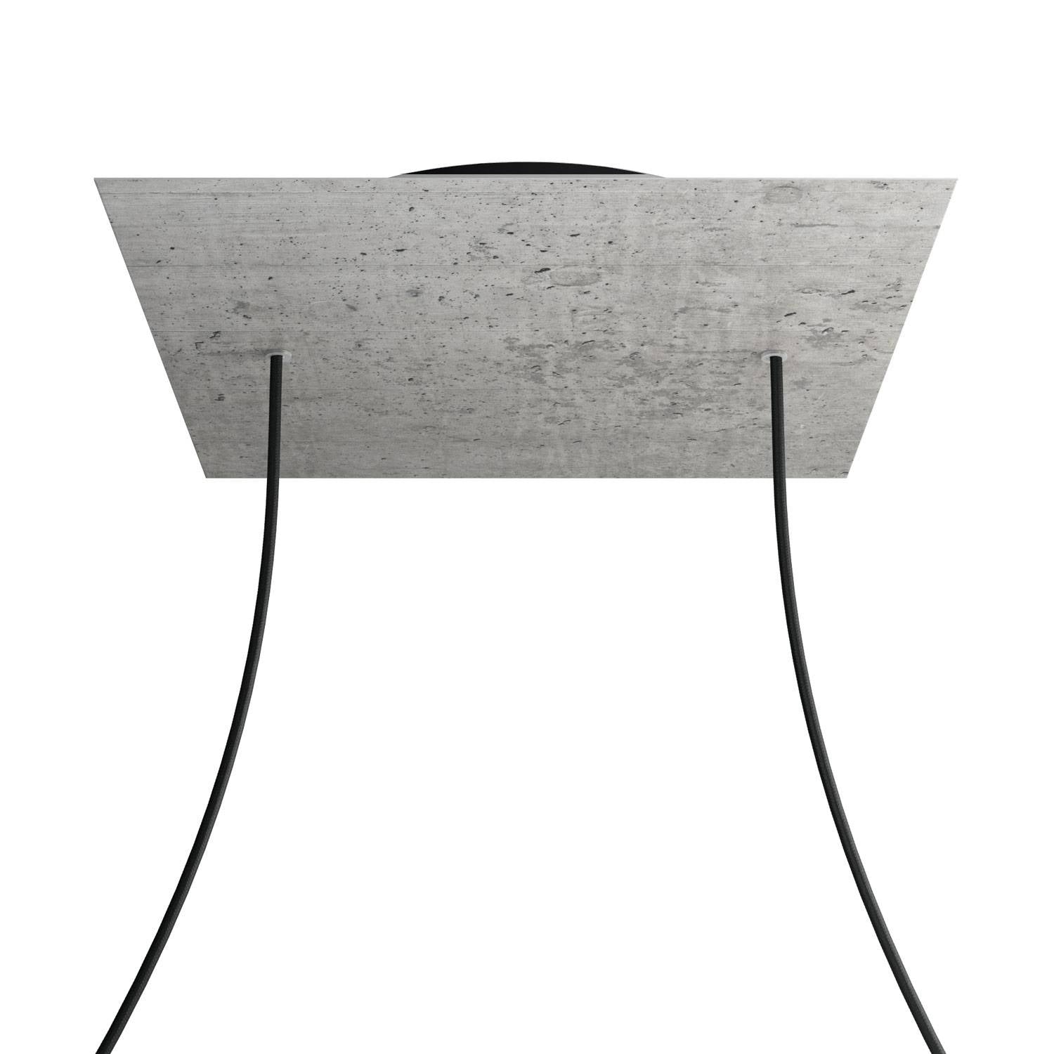 Rosone XXL Rose-One quadrato, 400 mm con 2 fori e 4 fori laterali - Cemento Nero