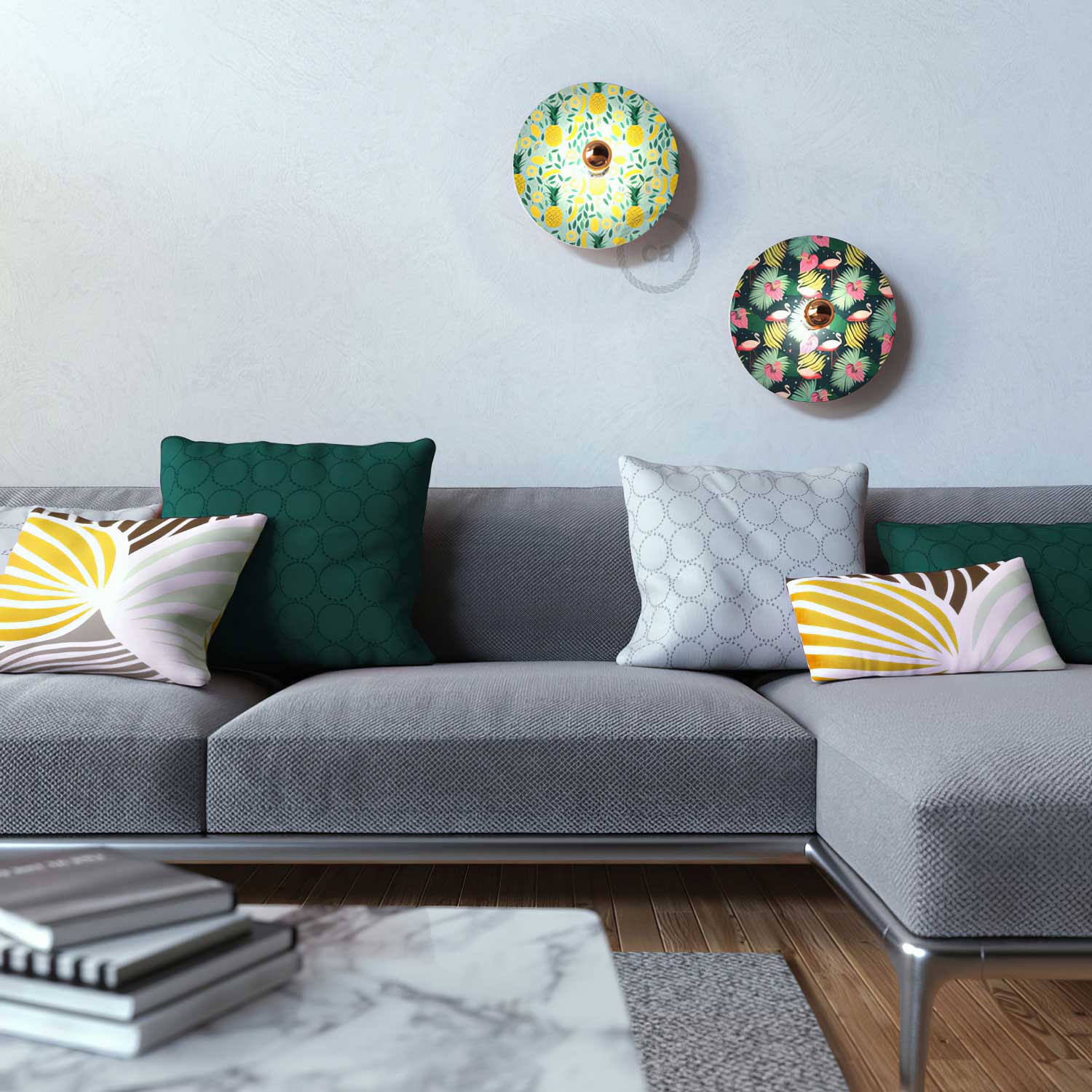 UFO Paralume in legno Special Edition Illustratori Italiani, double face, diametro 33 cm - Annachiara Zaminato